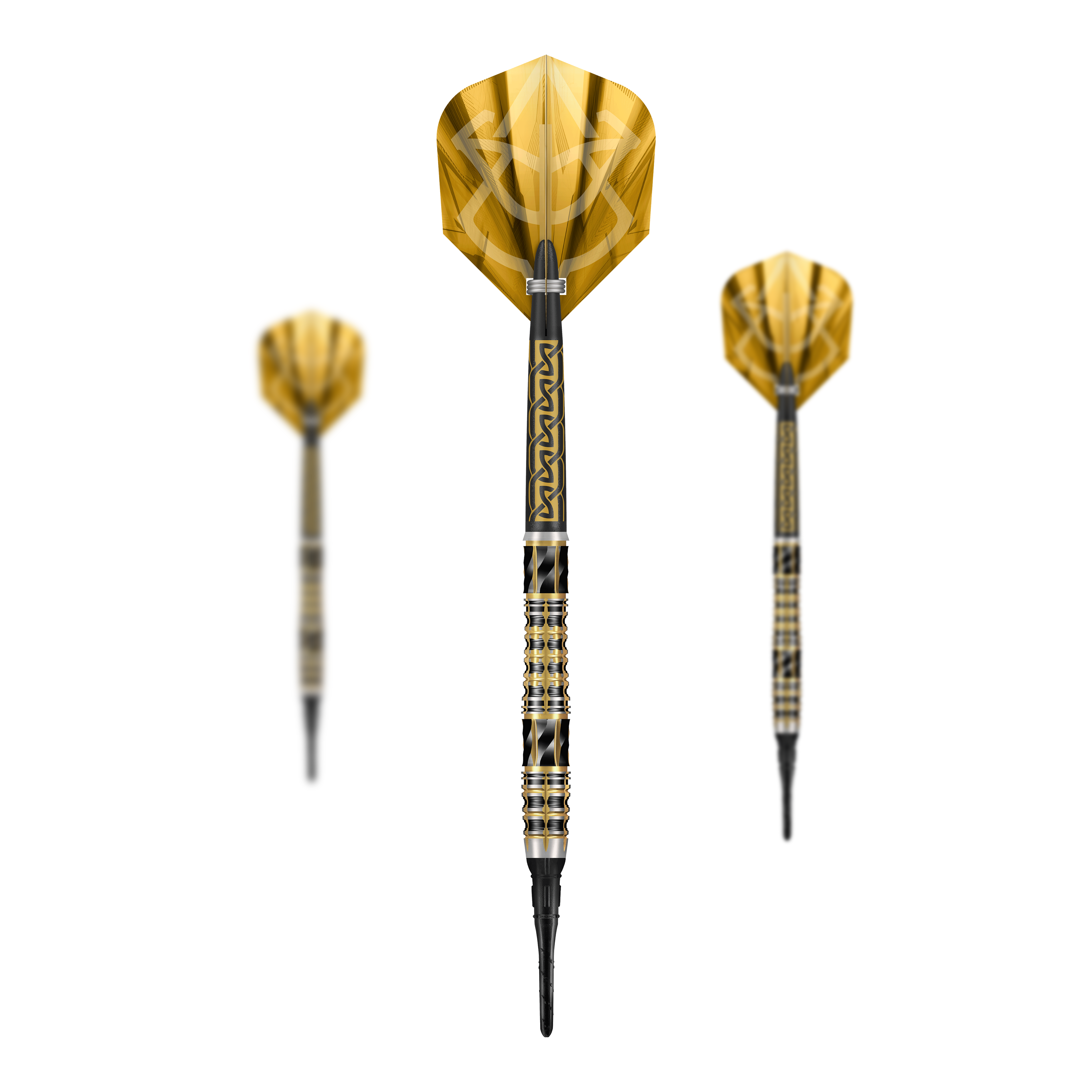 Shot Alchemy Auro Softdarts - 20 g Abgebildet sind die Shot Alchemy Auro Softdarts mit 20g Gewicht. Der Fokus liegt auf dem Design und der Verarbeitung der Softdarts.