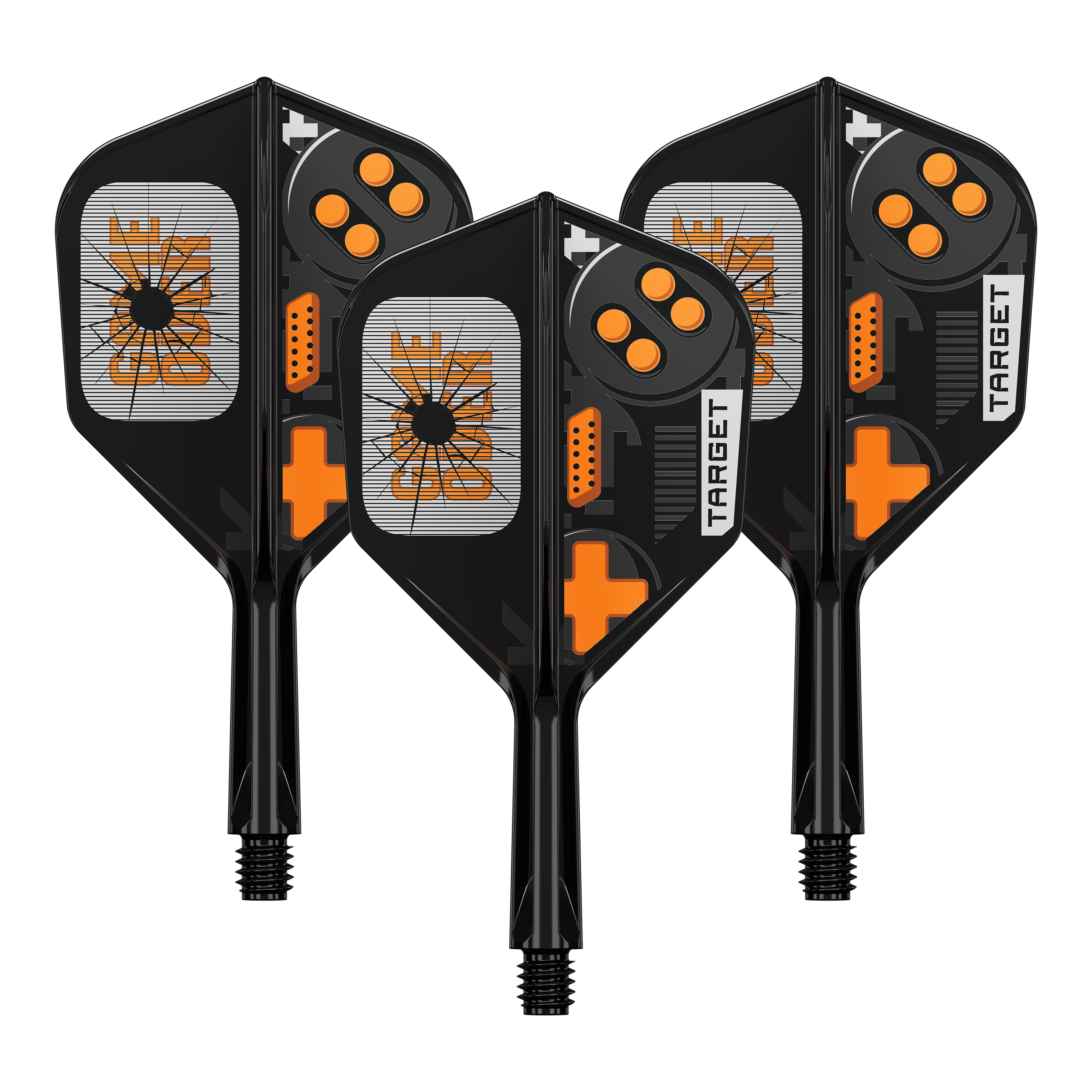 Target K-Flex Game Over No6 Flights Das Bild zeigt ein Set von Dart Flights. Es handelt sich um das Modell 410576 Target K-Flex GameOver No6 Flights 19mm 1Set.