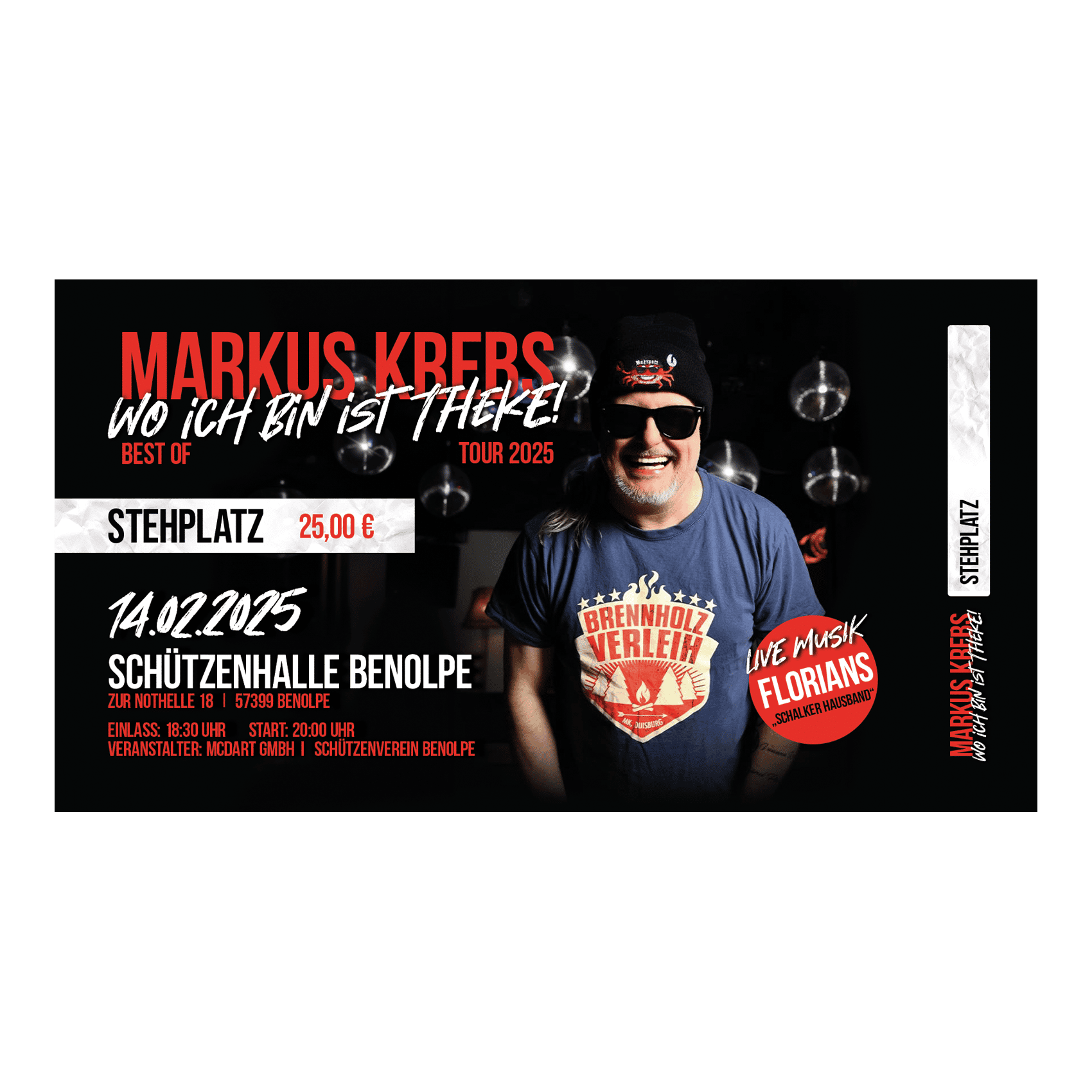 Eintrittskarte Markus Krebs - Wo ich bin ist Theke - 14.02.25 - Stehplatz