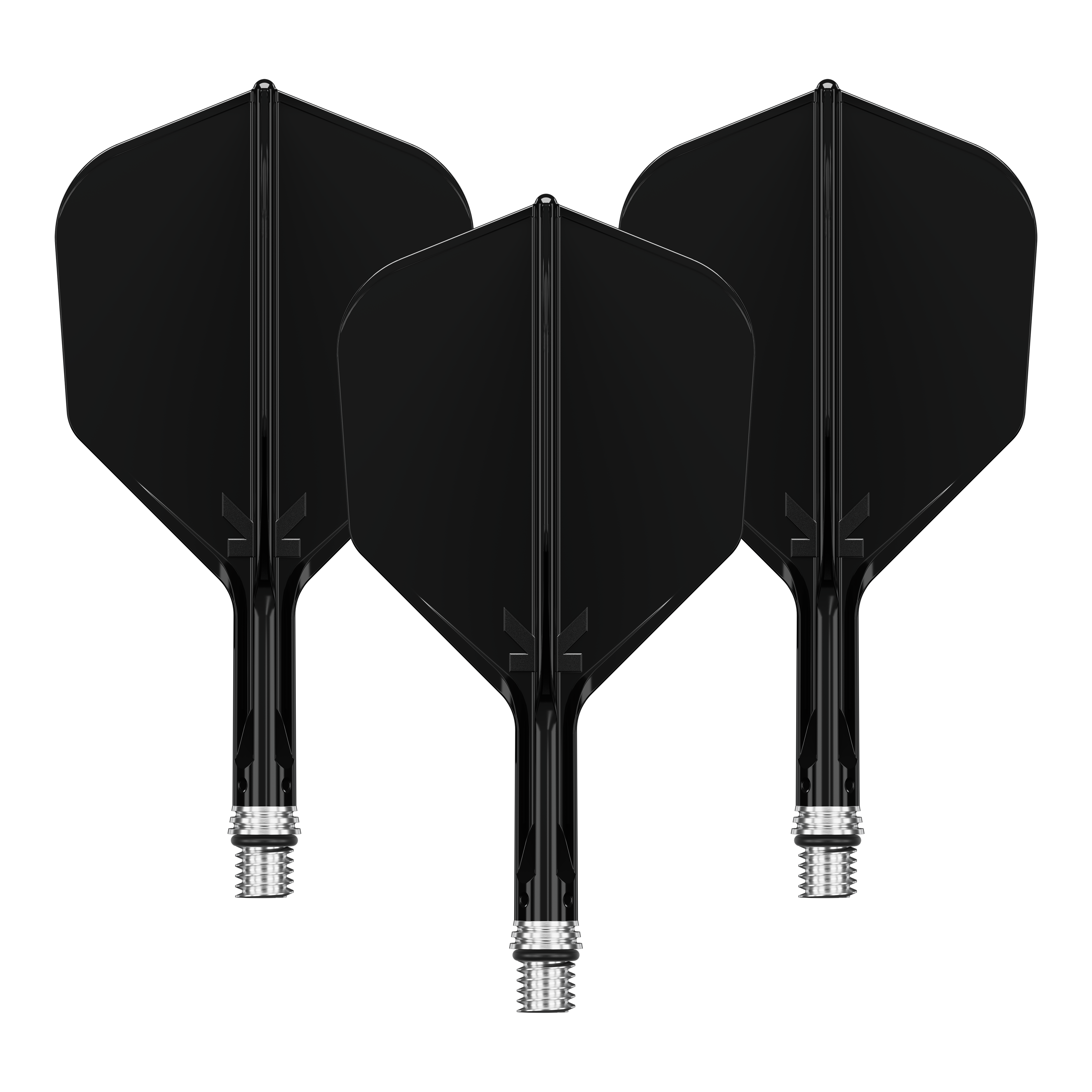 Target K-Shift No6 Flights - Zwart Das Bild zeigt ein Set schwarzer KShift No6 Flights mit 19mm Länge für Darts. Die Flights stammen von der Marke Target.