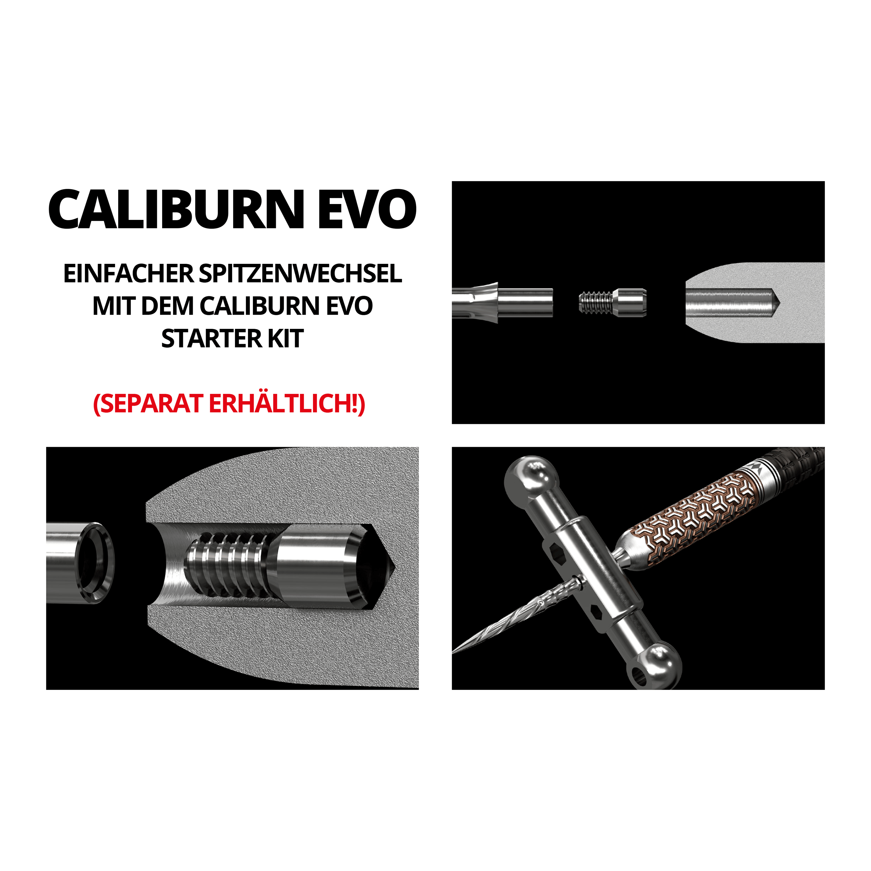 Mission Caliburn EVO-systeem stalen darttips - gegroefd - zwart