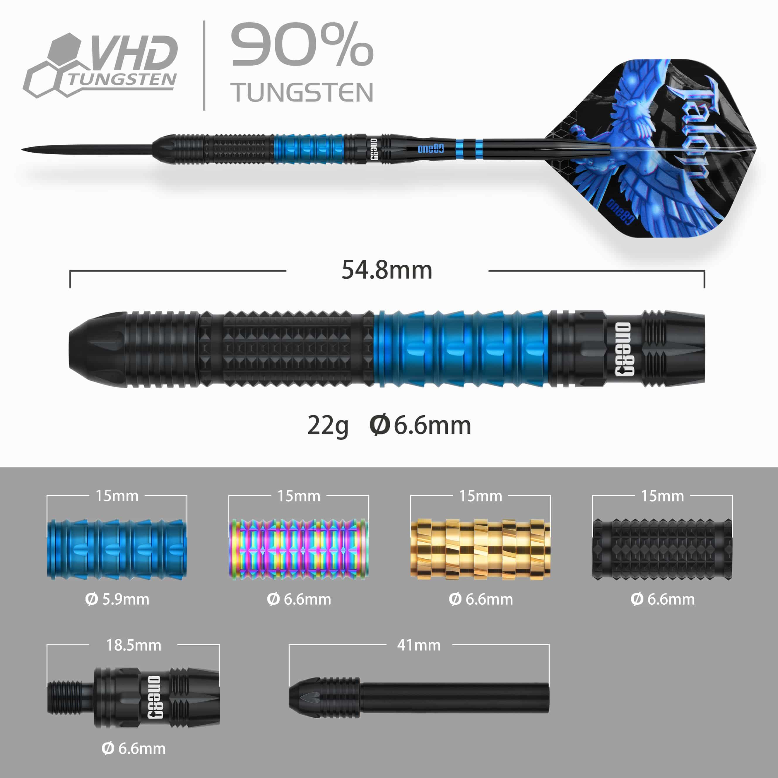 One80 Talon T1 stalen dartpijlen Gezeigt werden die One80 Talon Steeldarts. Sie sind ideal für Dartspieler, die Wert auf Genauigkeit legen.
