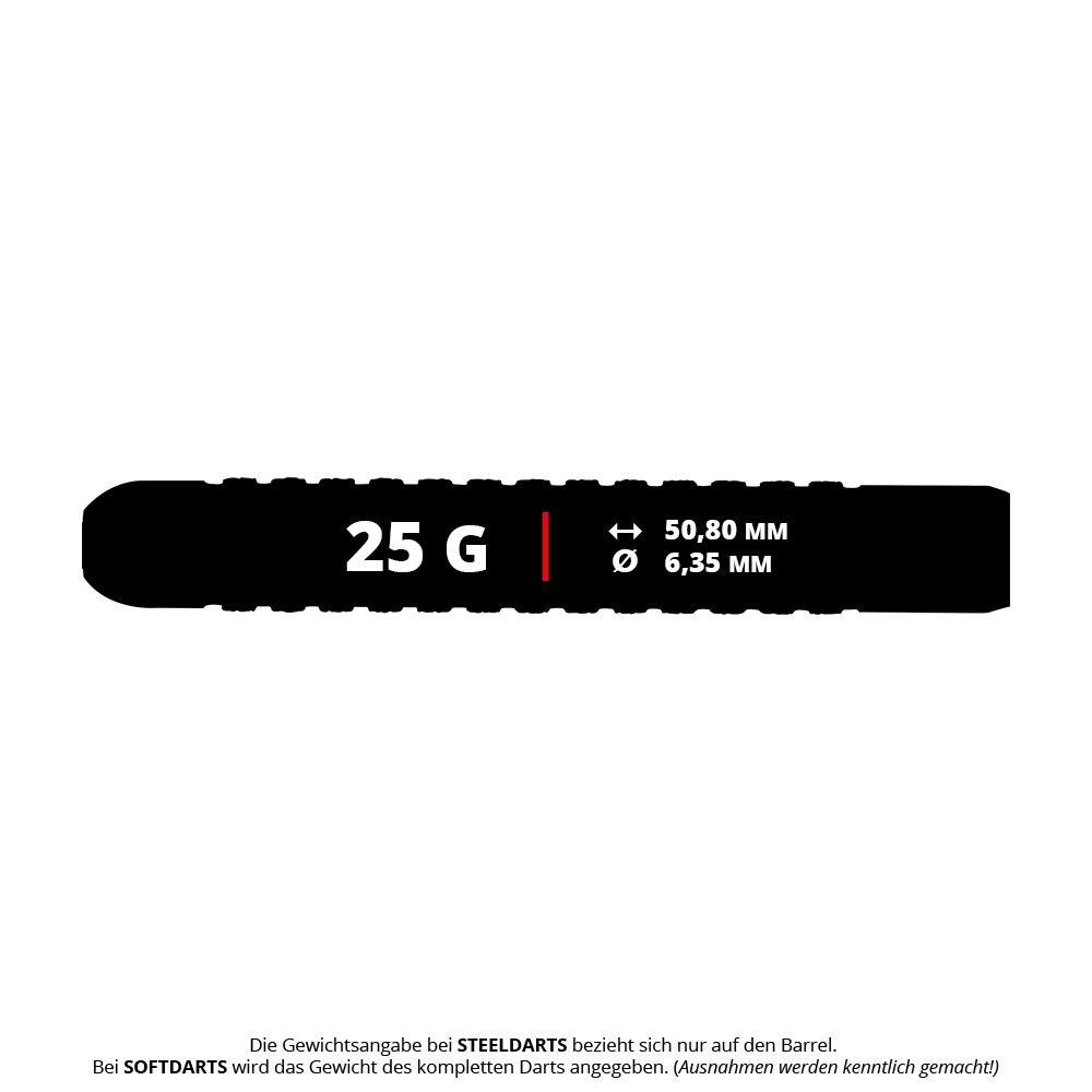 Das Bild zeigt die Red Dragon Flightmaster Fury 2 Steeldarts mit 25g. Diese Darts sind bekannt für ihre hohe Qualität und Präzision.