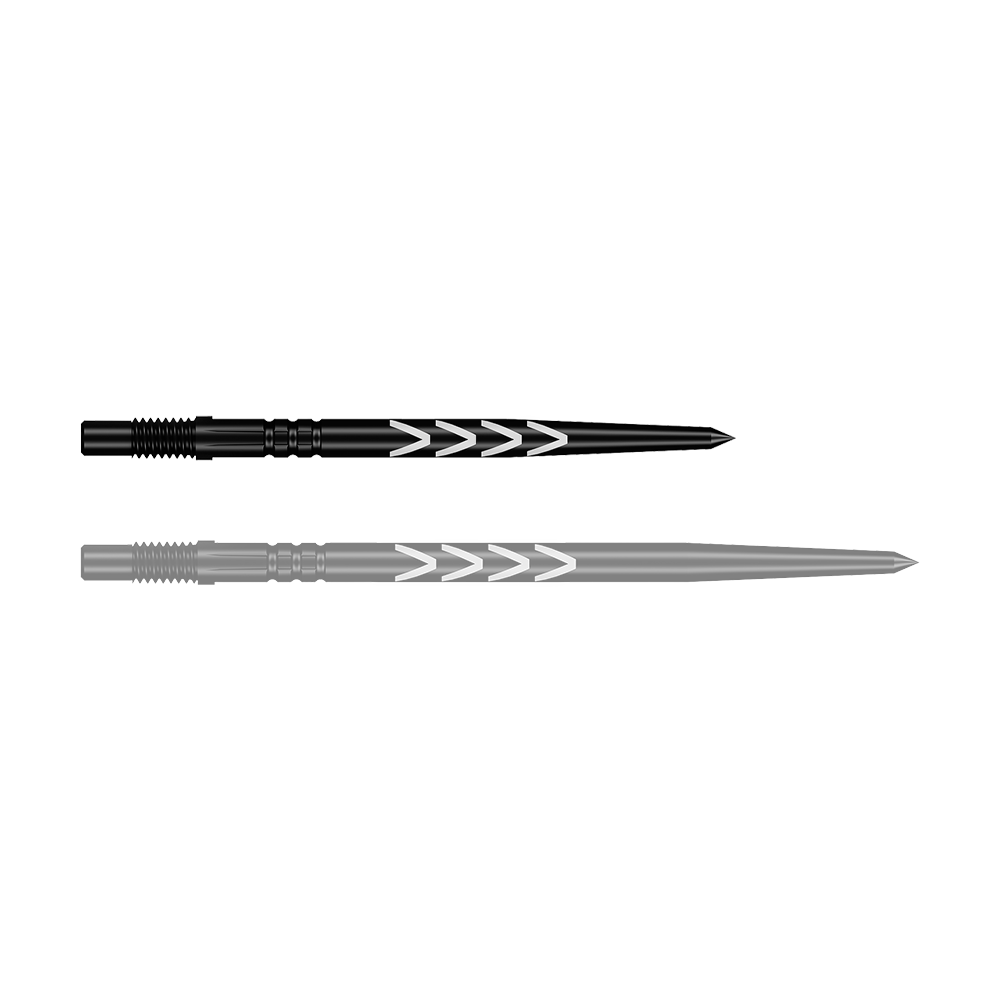 Shot Turbo Points Dart Tips Michael Smith - Zwart Ein einzelner Dartgriff mit schwarzer Spitze ist abgebildet. Der Griff hat eine texturierte Oberfläche.