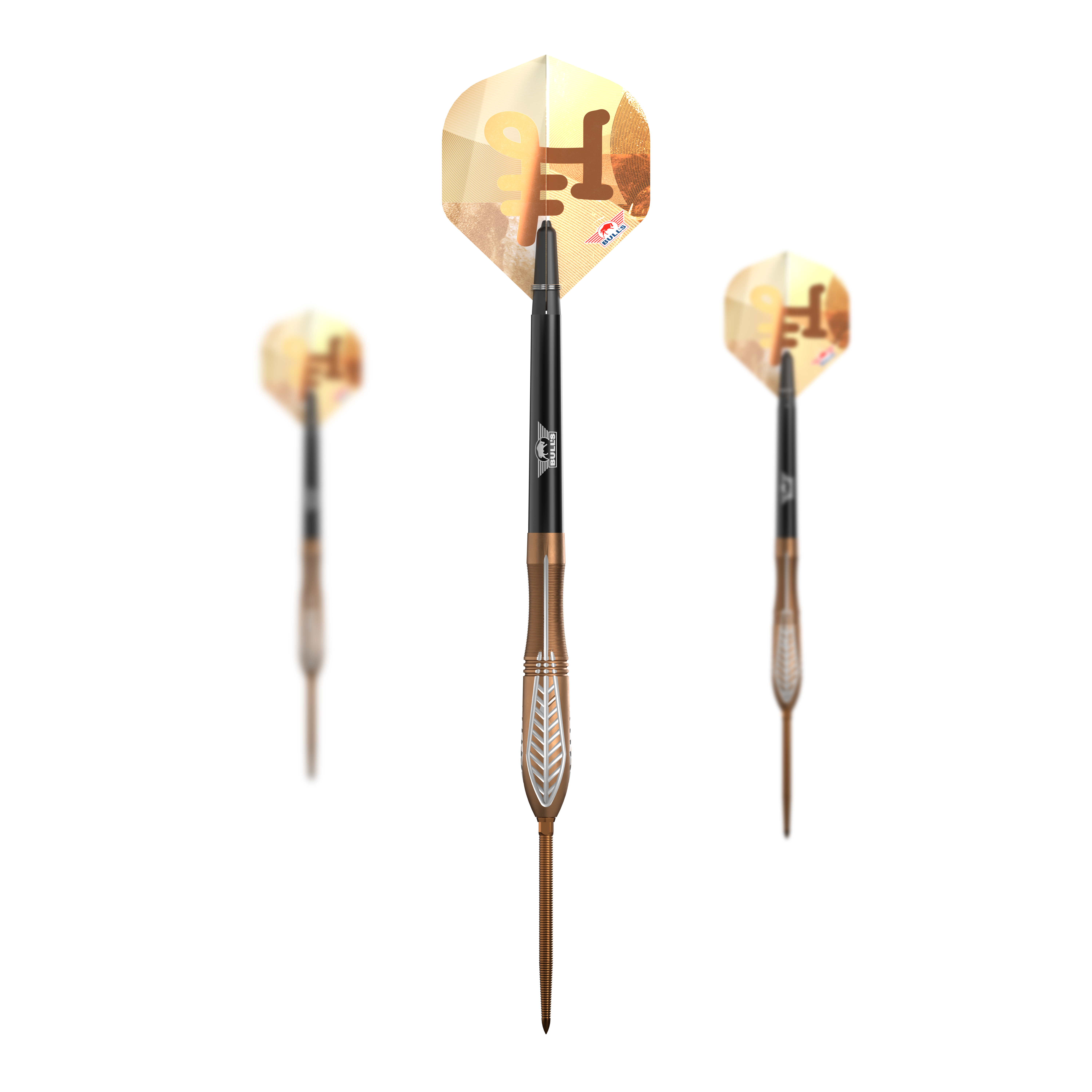 Bulls NL Bronzo Nova Convertible Point stalen dartpijlen Abgebildet ist das Set Bulls NL Bronzo Nova Convertible Point Steeldarts. Mehrere Darts sind enthalten.