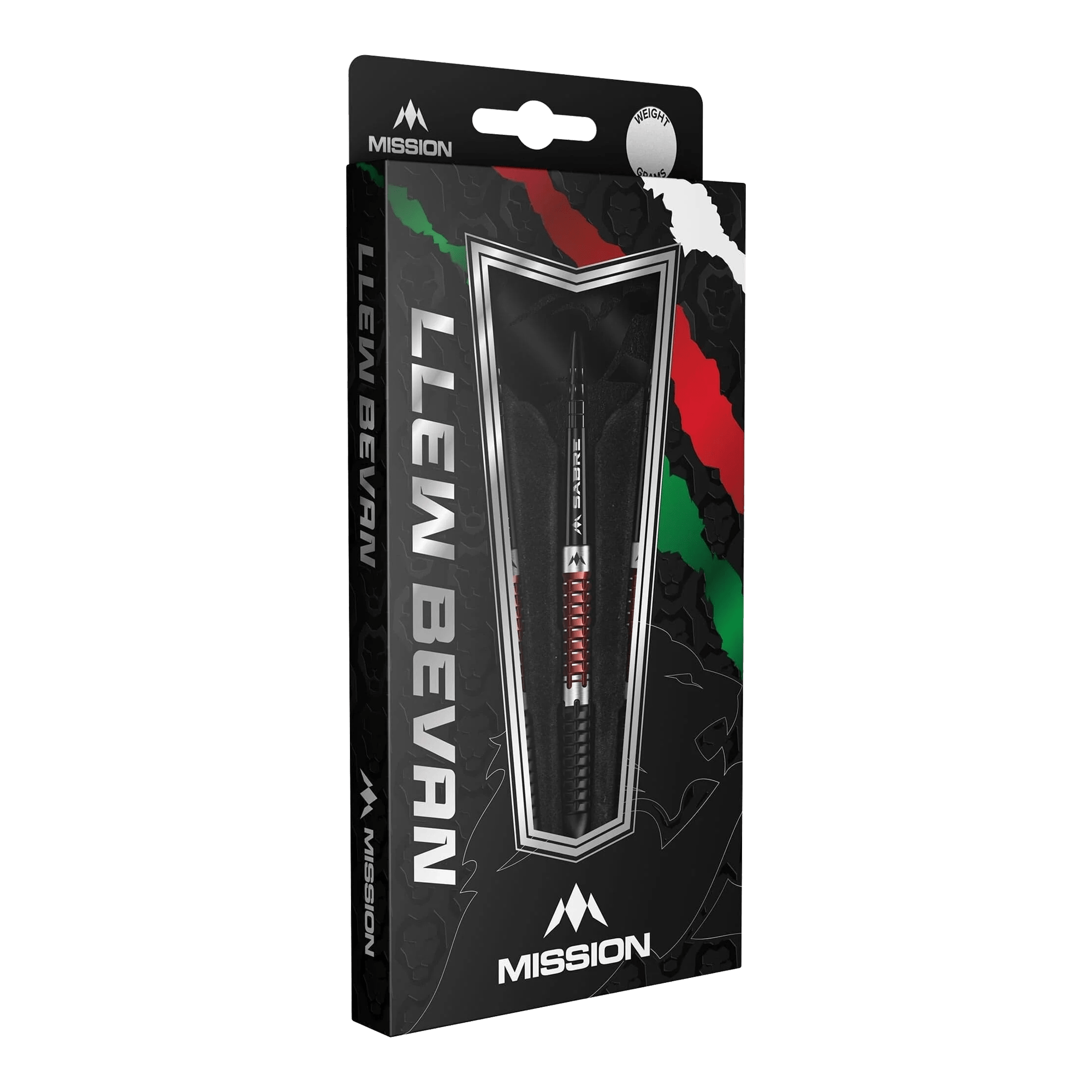 Mission Llew Bevan Zwart Rood Electro Steel Darts - 23g Mission Llew Bevan Black Red Electro Steeldarts - 23g. Elegante Steeldarts in Schwarz und Rot, ideal für Dartspieler.