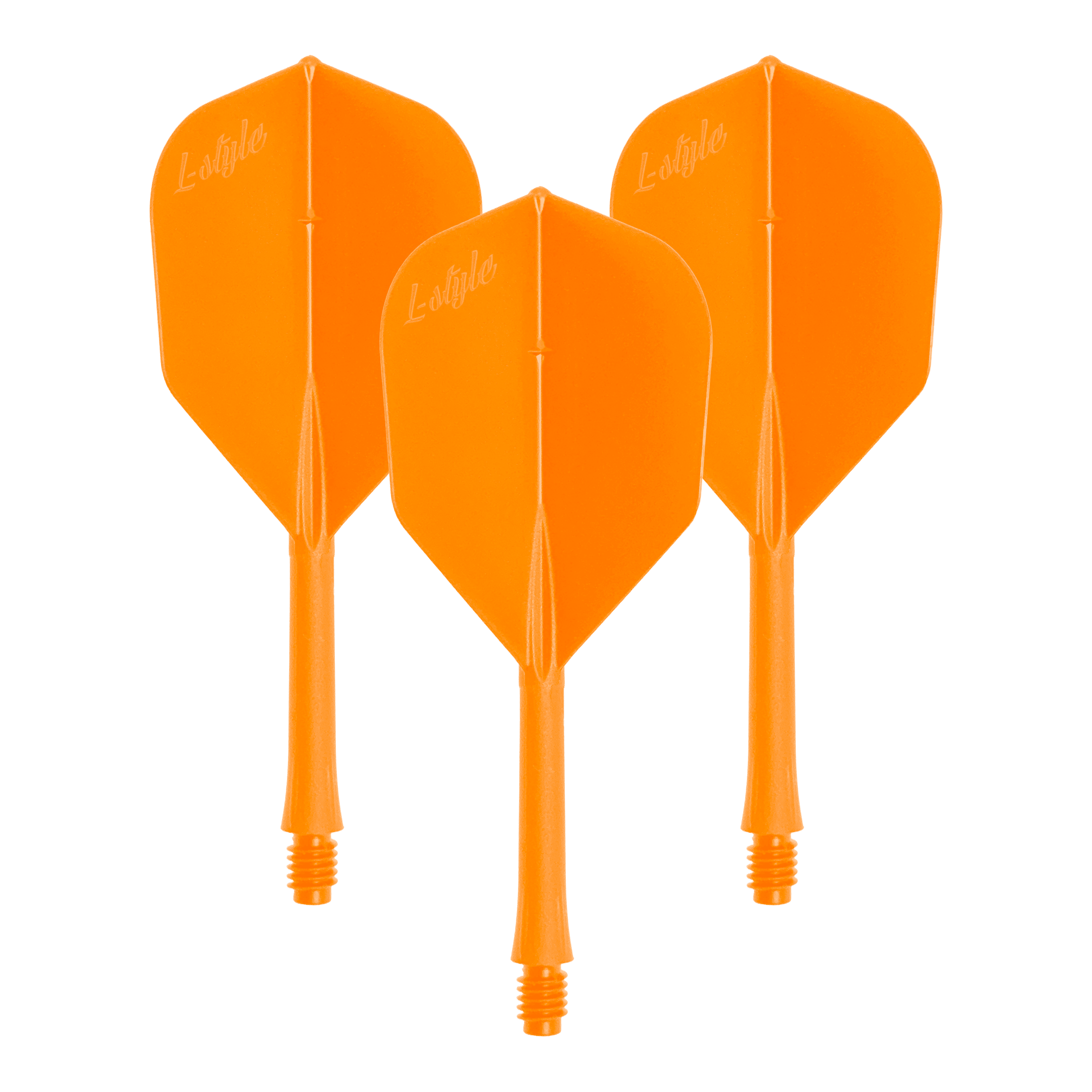 L-Style BarVluchten 2BA L3 - 260 Ein Set von BarFlight Dartflügen in Neonorange wird dargestellt. Die Dartflüge sind für das Dartspiel bestimmt.