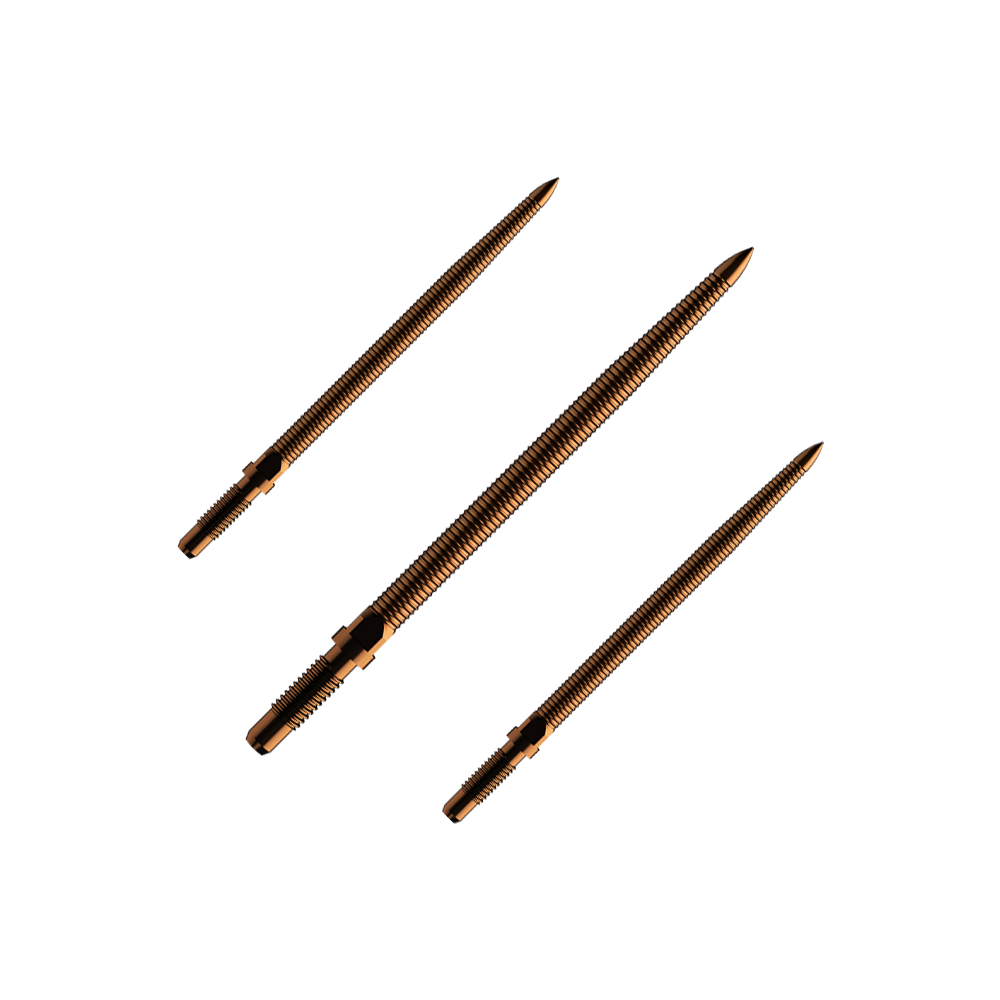 Bulls NL Convertible Point Dart Tips - Micro Grip - Brons Das Bild zeigt einen Dartspitzen-Satz mit MicroGrip in Bronze. Die Spitzen sind 32mm lang.