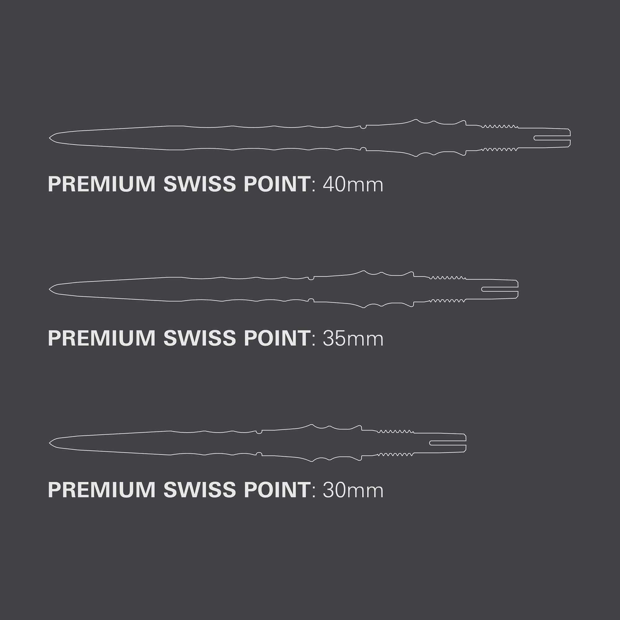 Target Japan Premium Swiss Point Steel Dartpunten - Zwart Zu sehen sind die Target Japan Premium Swiss Point Steldartspitzen - Schwarz. Die Dartspitzen sind in einem modernen schwarzen Design gehalten.