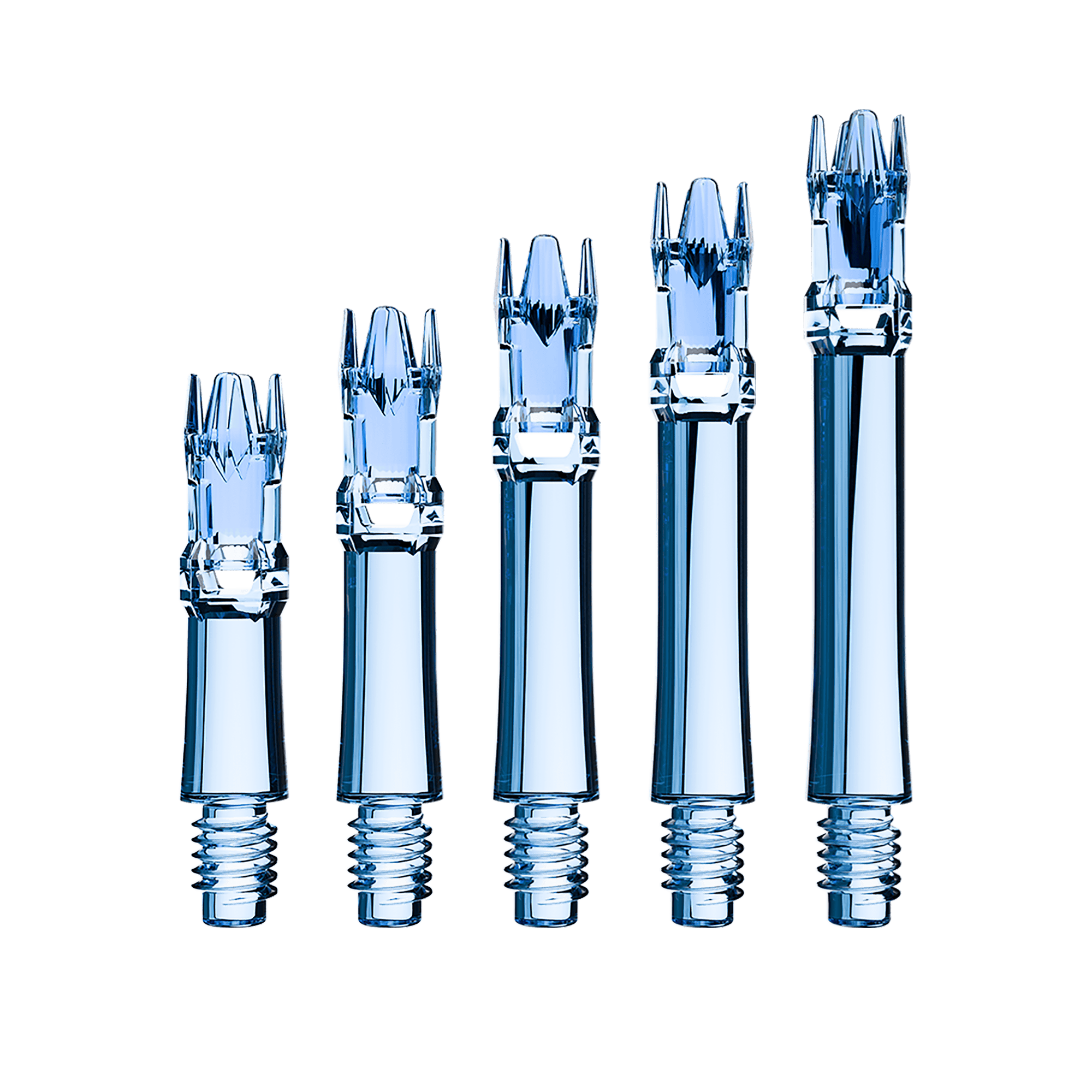 L-Style L-System vervangingsschachten - Helderblauw Zu sehen sind die L-Style L-System Ersatzshafts in Clear Blue. Die blauen Schäfte sind Ersatzteile für Dartpfeile.