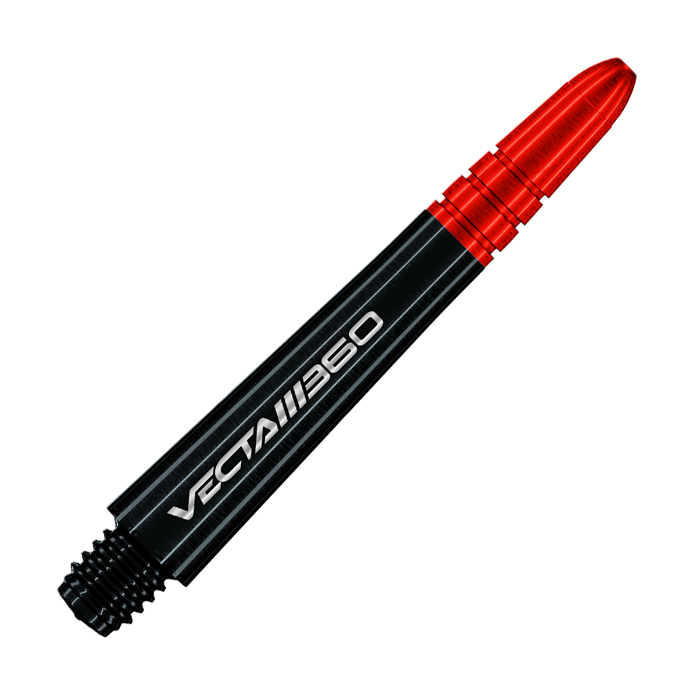 Winmau Vecta Blade 360 shafts - zwart Das Bild zeigt Winmau Vecta Blade360 Shafts in Schwarz mit einer Länge von 40 mm. Die Shafts werden aus einer anderen Perspektive präsentiert.