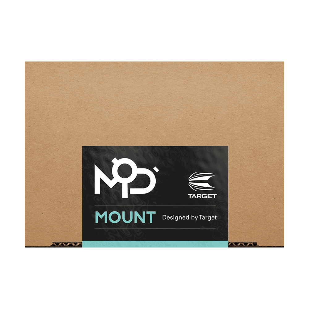 460003_Target_MOD_Mount_Handyhalterung_6 Die Abbildung zeigt die Verpackung des Produkts "Target MOD Mount Handyhalterung". Auf dem Karton ist ein schwarzes Etikett mit der Aufschrift "MOD Mount Designed by Target" zu sehen.