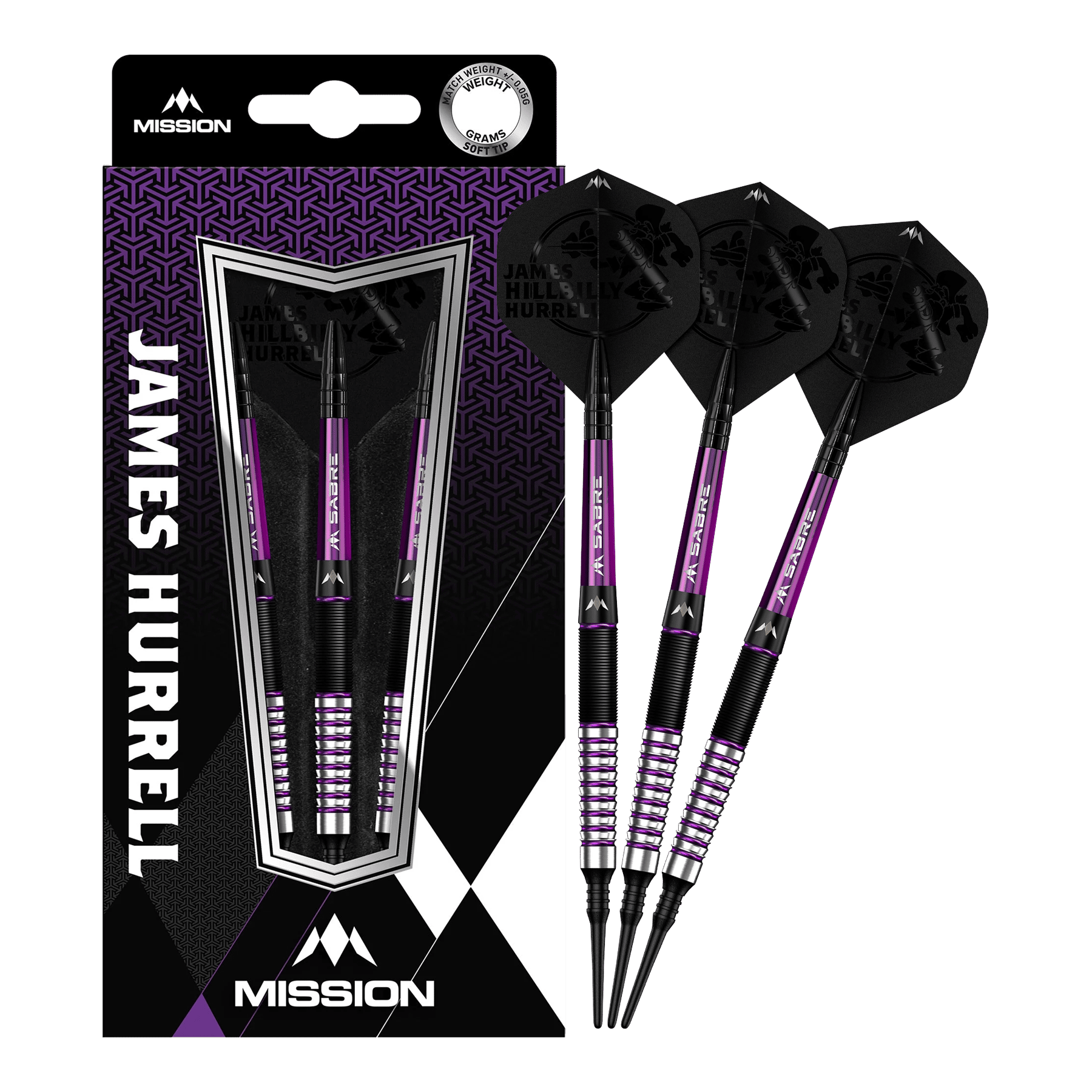 Missie James Hurrell Hillbilly Zwart Paars Softdarts - 18g