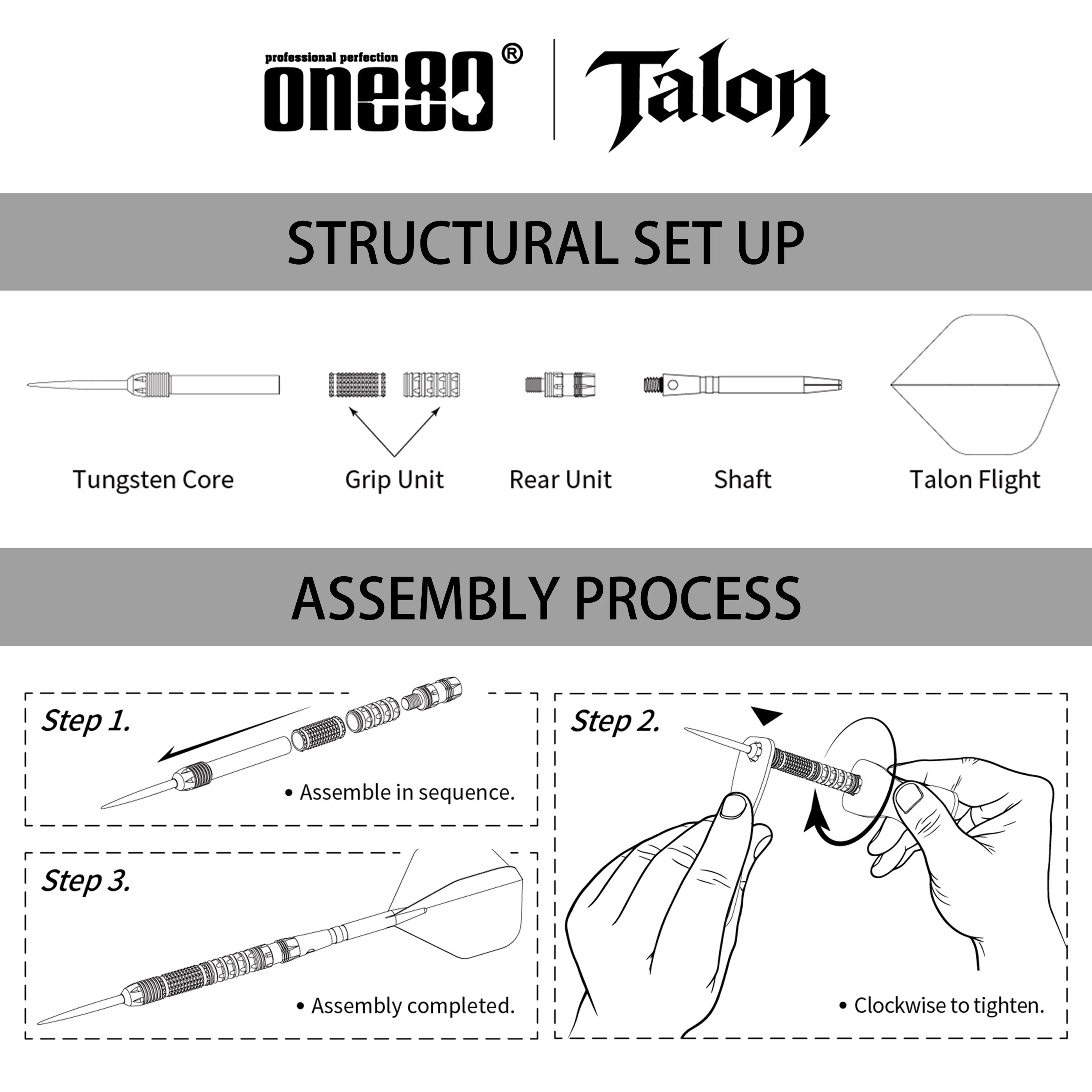 One80 Talon T1 stalen dartpijlen Abgebildet sind die One80 Talon Steeldarts. Diese Darts bieten eine hochwertige Verarbeitung und ein modernes Design.