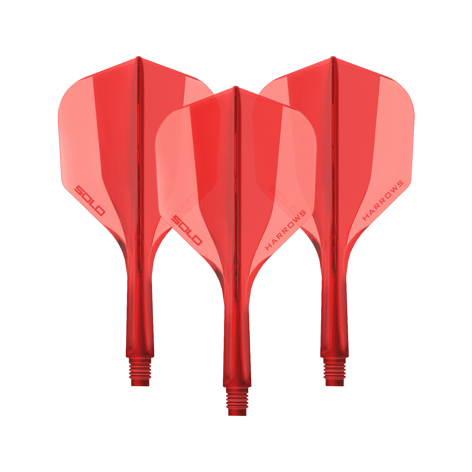 Harrows Solo No6 Flight Shaft System - Rood Ein Harrows Solo No6 Flight Shaft System in Rot, 20mm lang. Das Bild zeigt ein Set Dart Shafts in kräftigem Rot.