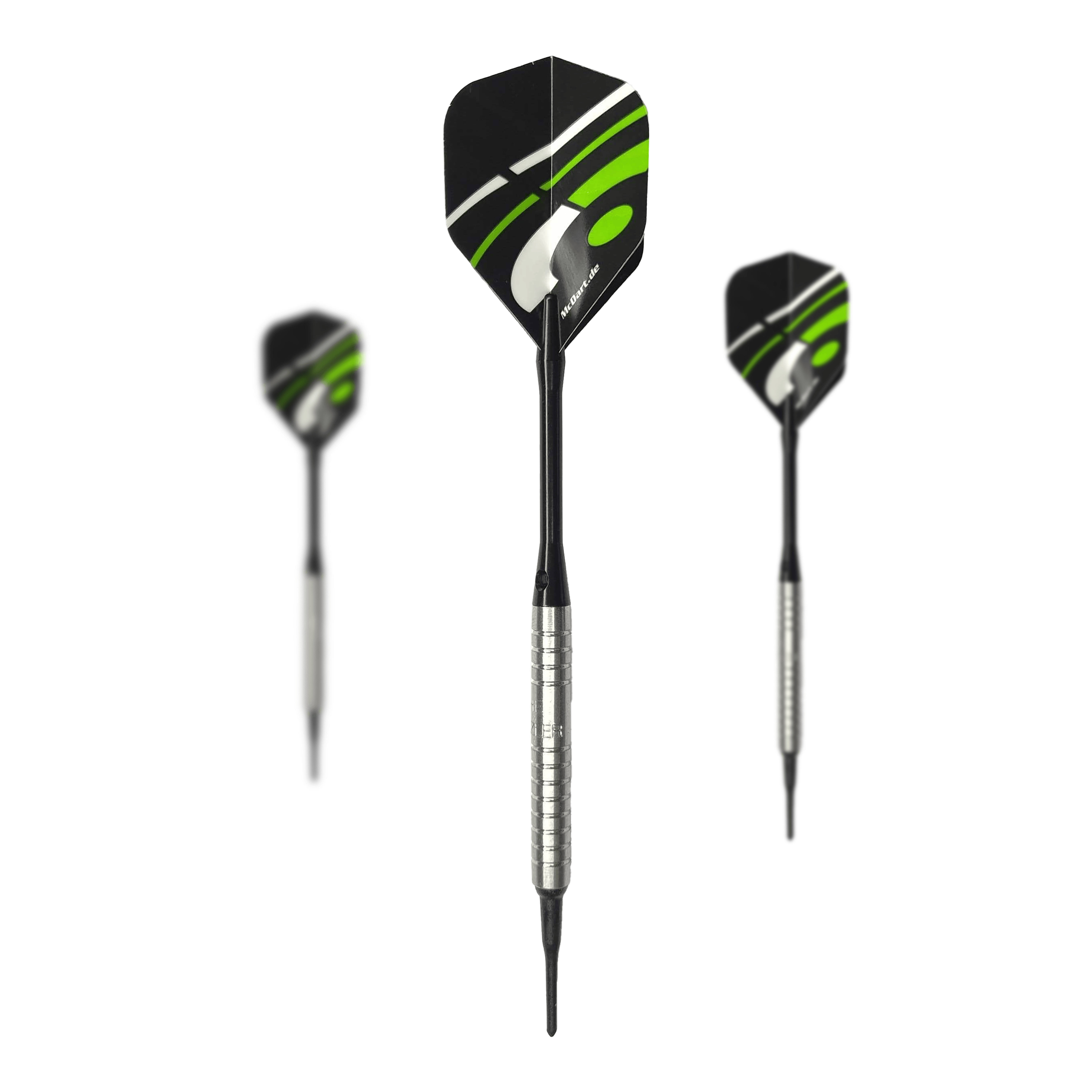 McDart 85 Tungsten V16 zachte darts - 16,5 g Mehrere McDart 85er Tungsten V16 Softdarts - 16,5g sind als Set dargestellt. Die Details sind klar zu erkennen.