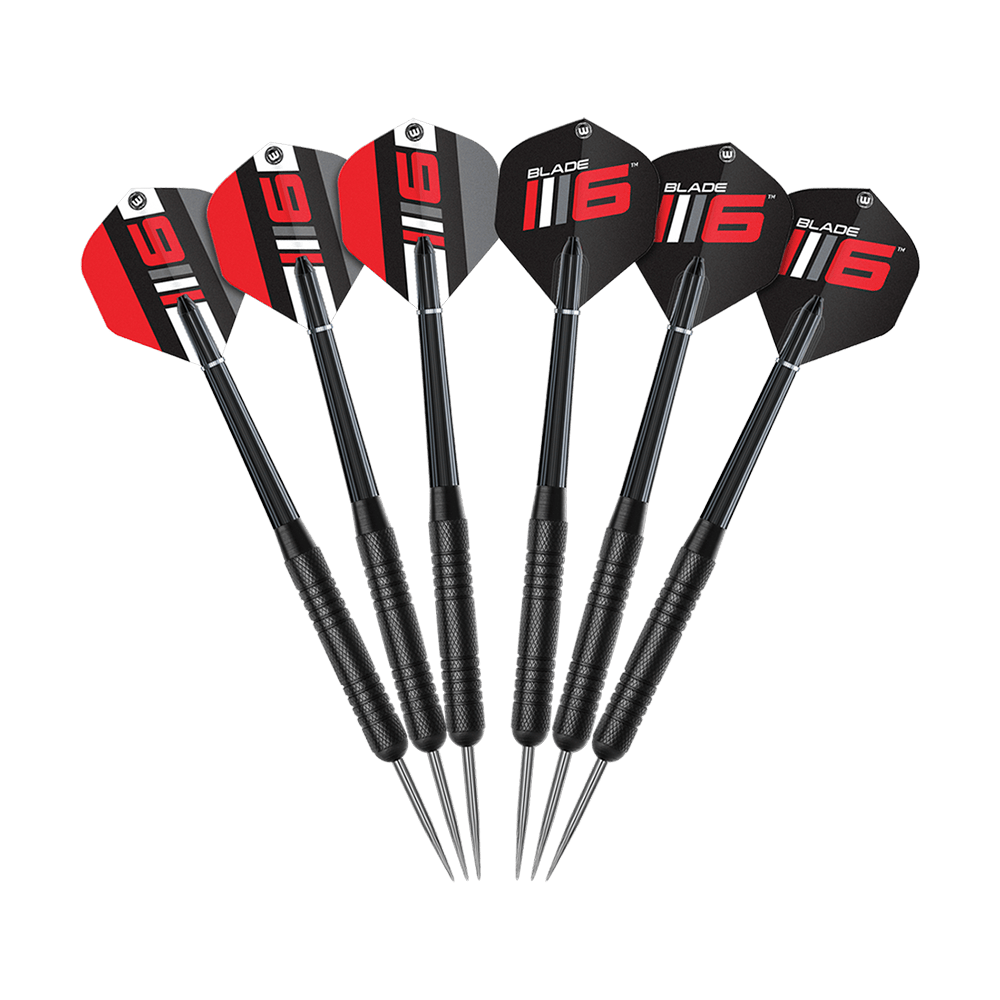Winmau Blade 6 Triple Core Set met PDC Surround en 2 sets darts Abgebildet ist das Winmau Blade 6 Triple Core Set mit PDC Surround und 2 Sets Darts. Das Set enthält eine professionelle Dartscheibe mit Umrandung und zwei Dart-Sets.