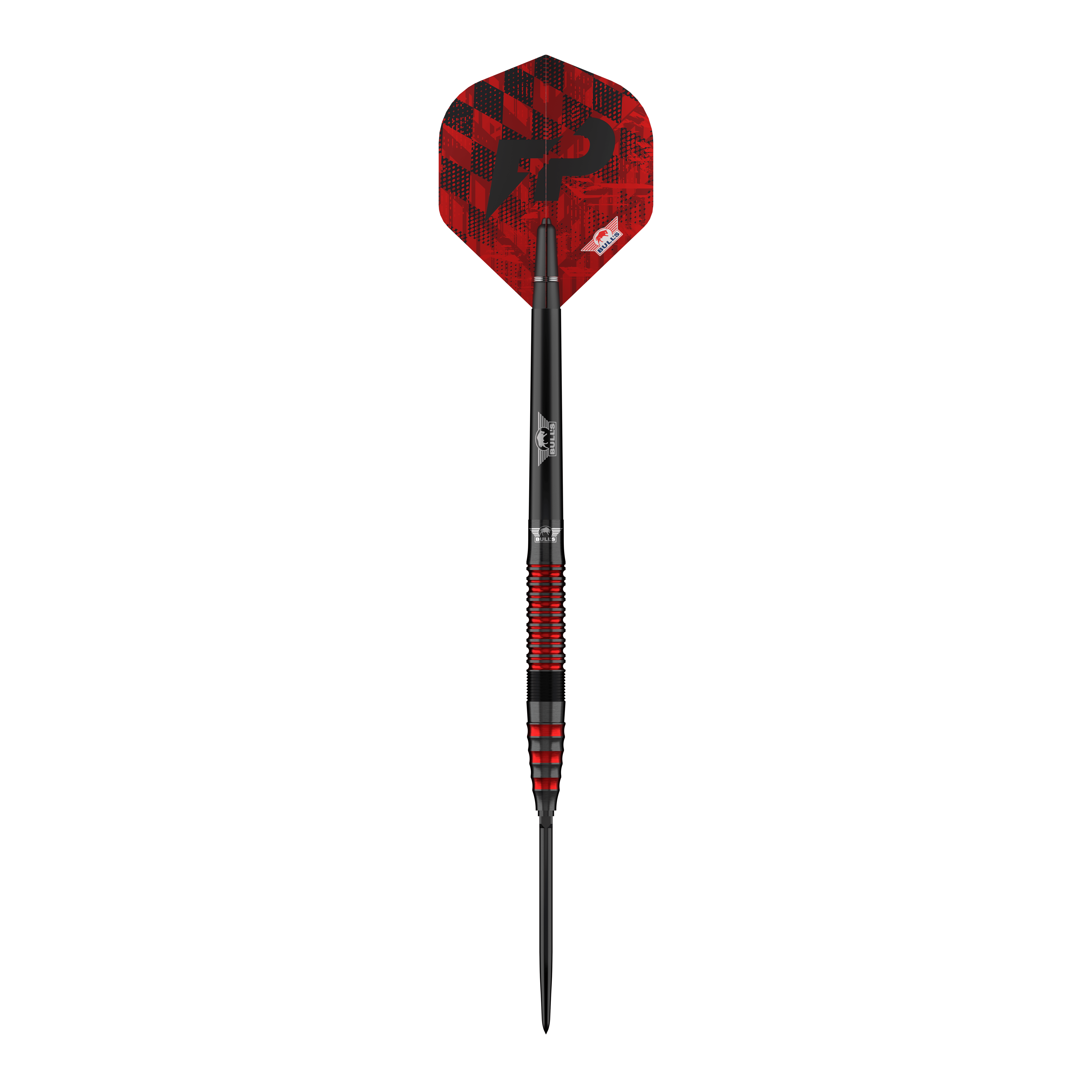 Abgebildet ist das Set Bulls NL Florian Preis 90 Convertible Point Steeldarts. Die Darts wirken hochwertig.