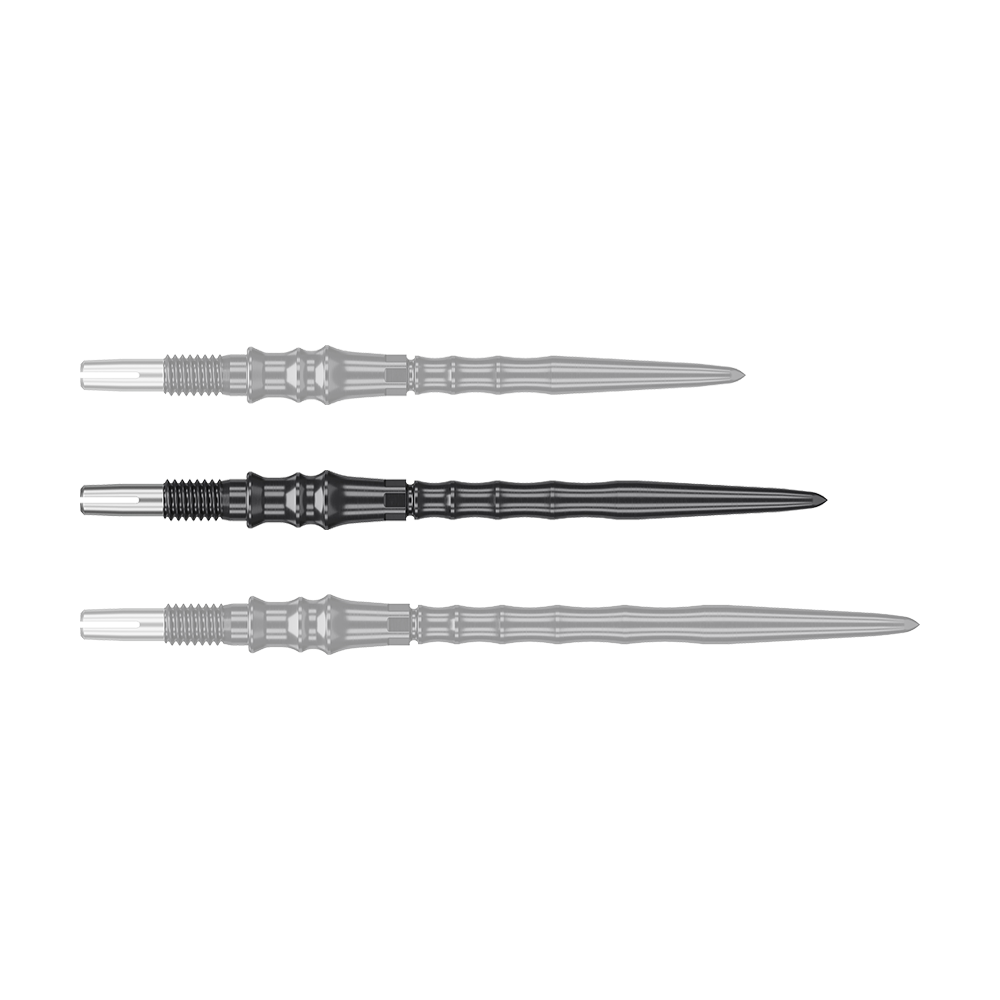 Target Japan Premium Swiss Point Steel Dartpunten - Zwart Abgebildet sind schwarze Steeldartspitzen, SwissPoint, 35 mm von Target Japan Premium. Das Bild zeigt die Dartspitzen im Detail.