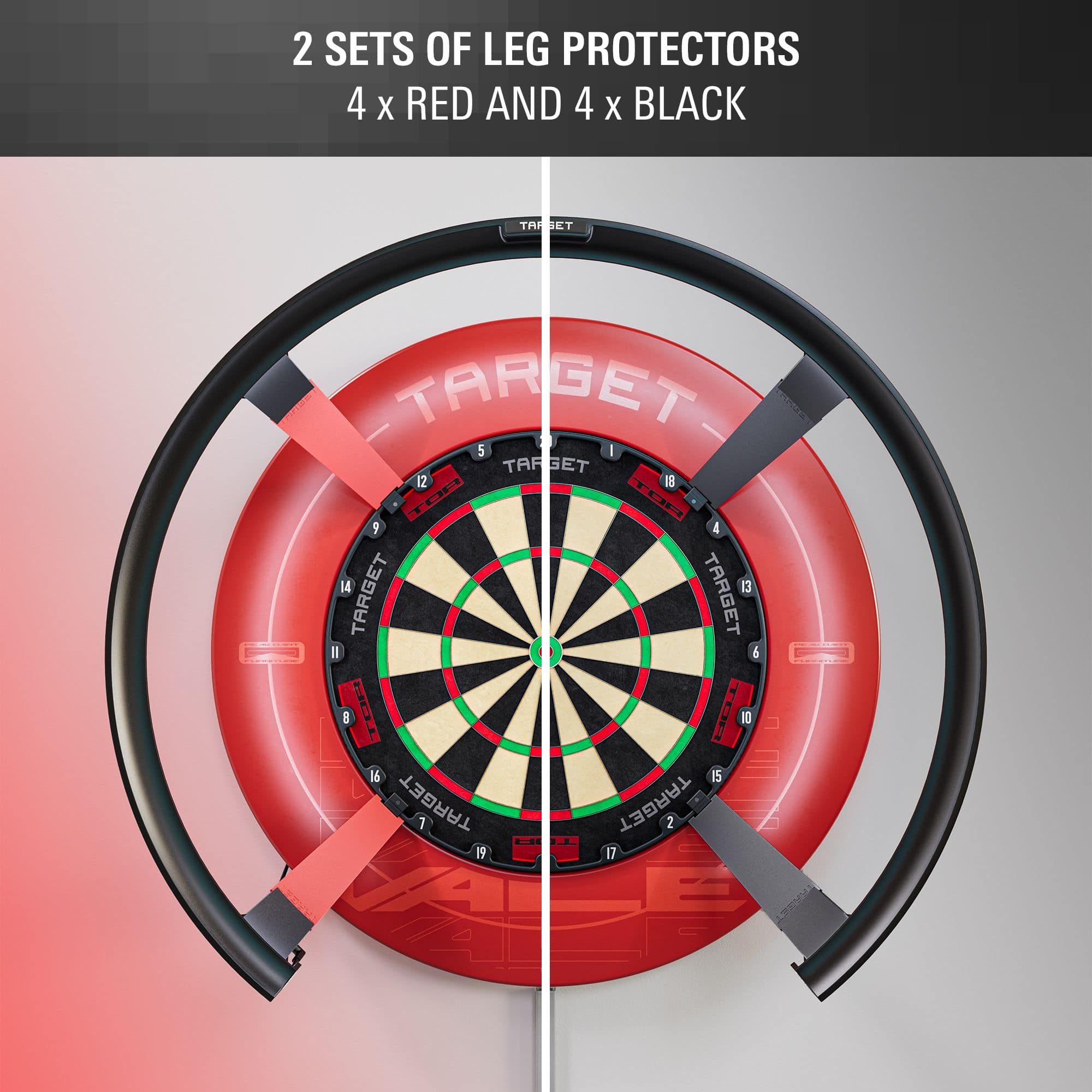 Target OMNI Beenbeschermers Das Bild zeigt die Target OMNI Leg Protectors. Dieses Produkt sichert die Beine beim Dartspiel.