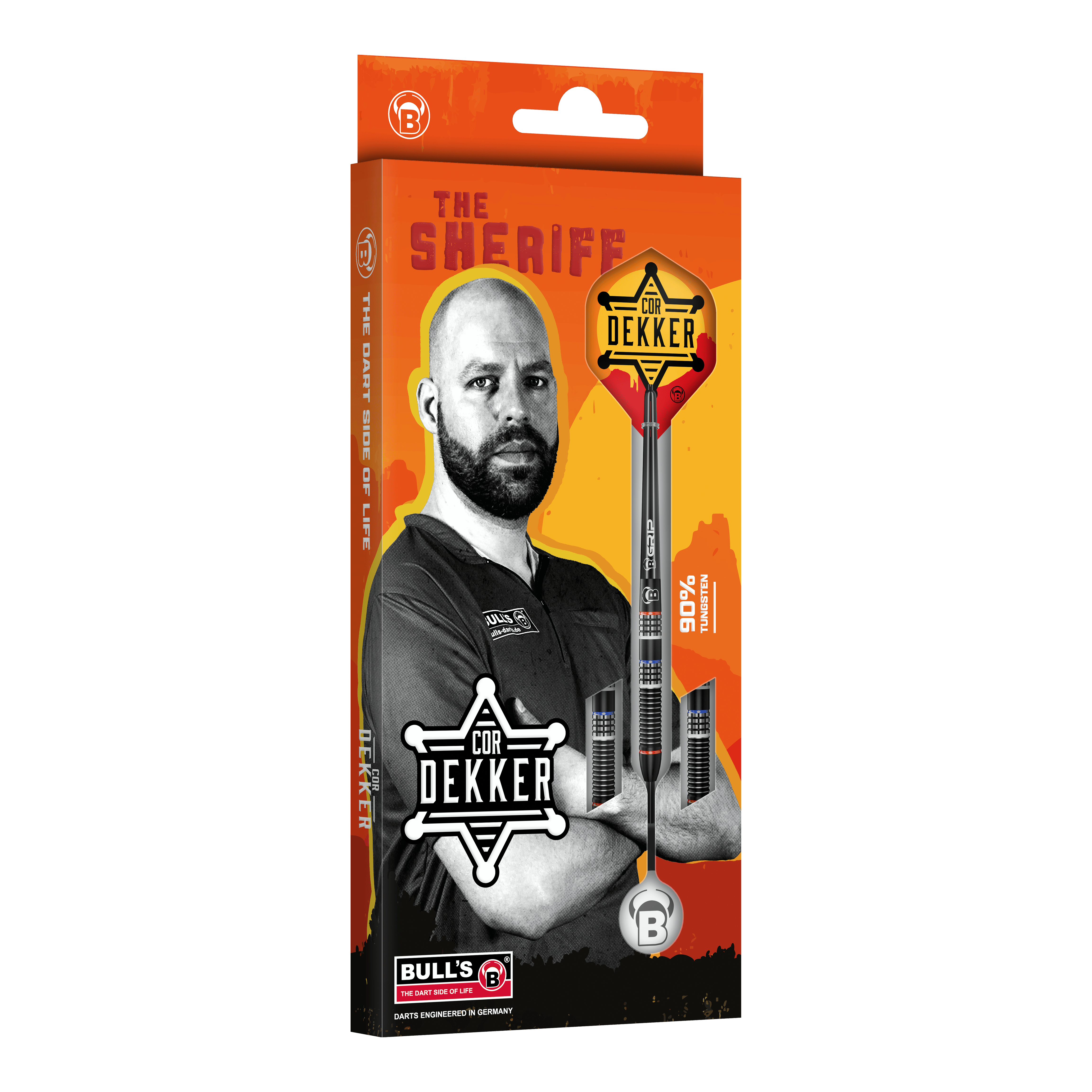 Zu sehen ist Bulls Cor Dekker The Sheriff Steeldarts - 23g. Der Dartpfeil eignet sich für anspruchsvolle Spieler und überzeugt durch seine Verarbeitung.