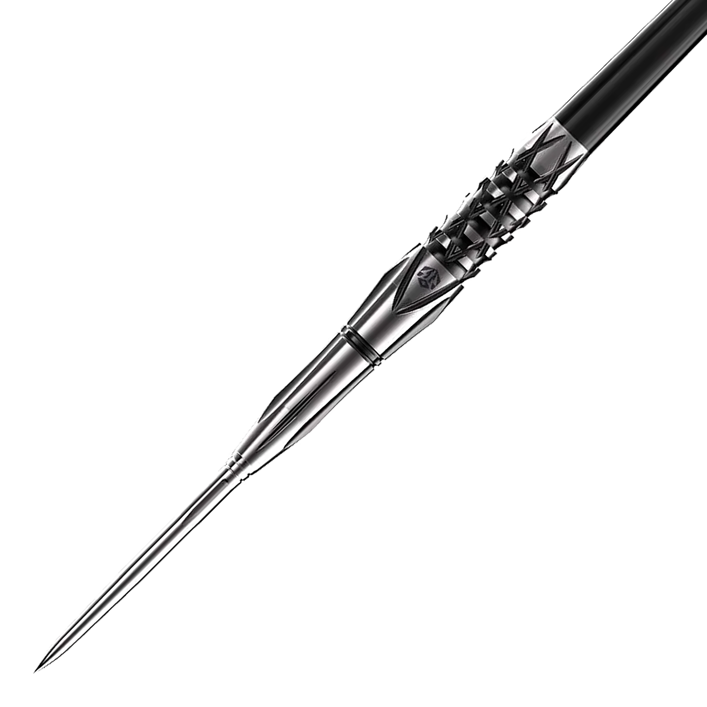 Caliburn Sword S4 Steeldarts Das Bild zeigt einen Caliburn Sword S4 Steeldart. Der Dartpfeil hat ein elegantes Metall-Design mit markantem Griffmuster.