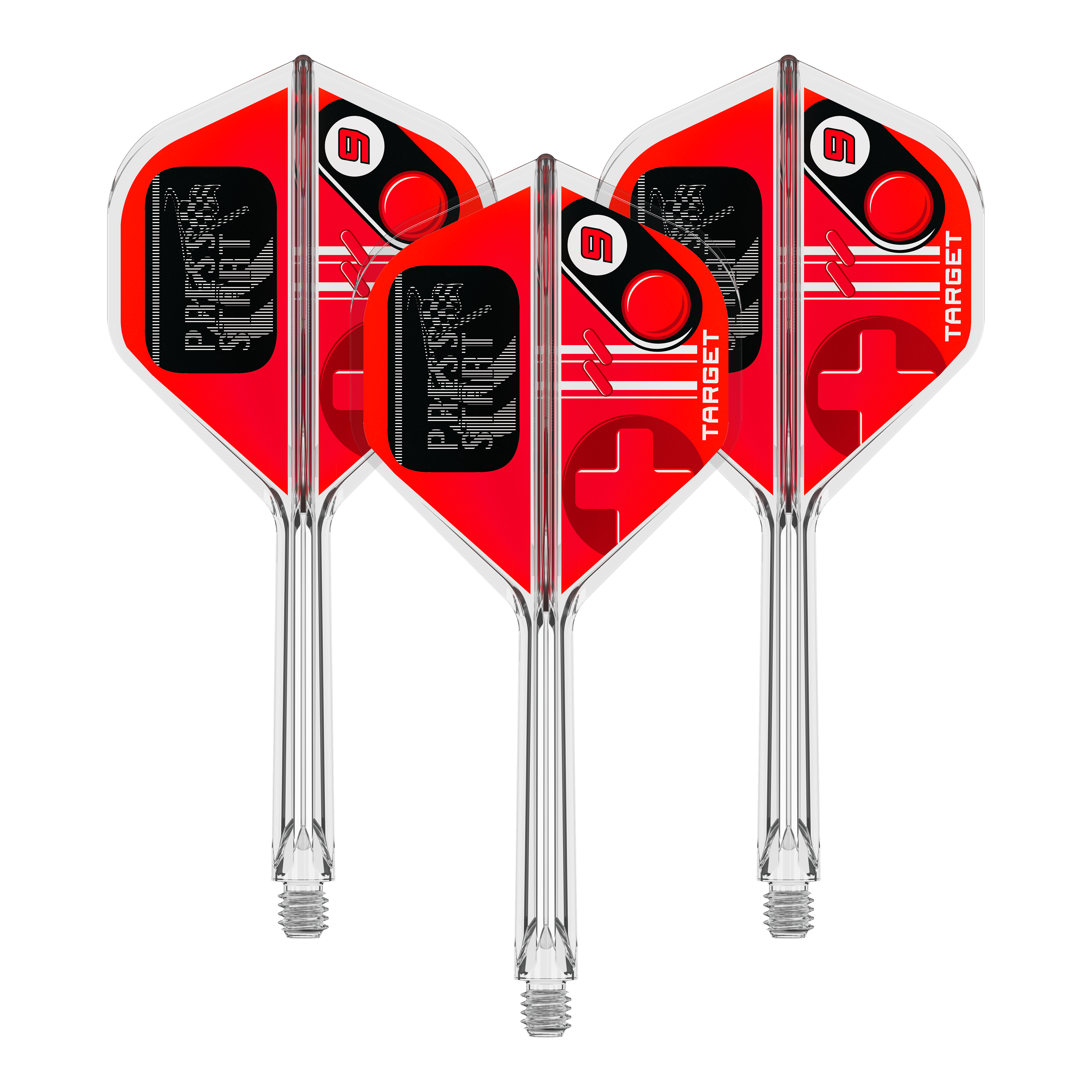 Target K-Flex Press Start No2 Standaard Flights Abbildung des Dartzubehörs 410587_Target_K-Flex_PressStart_No2_Standard_Flights_33mm_1Set. Das Bild repräsentiert eine Produktvariante mit mehreren Teilen.