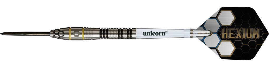 Unicorn Hexium Style 01 Zwart &amp; Goud Steeldarts