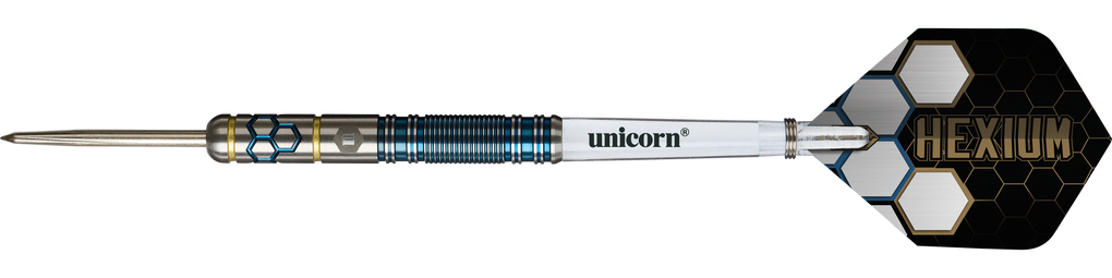 Unicorn Hexium Style 02 Blauw &amp; Goud Steeldarts