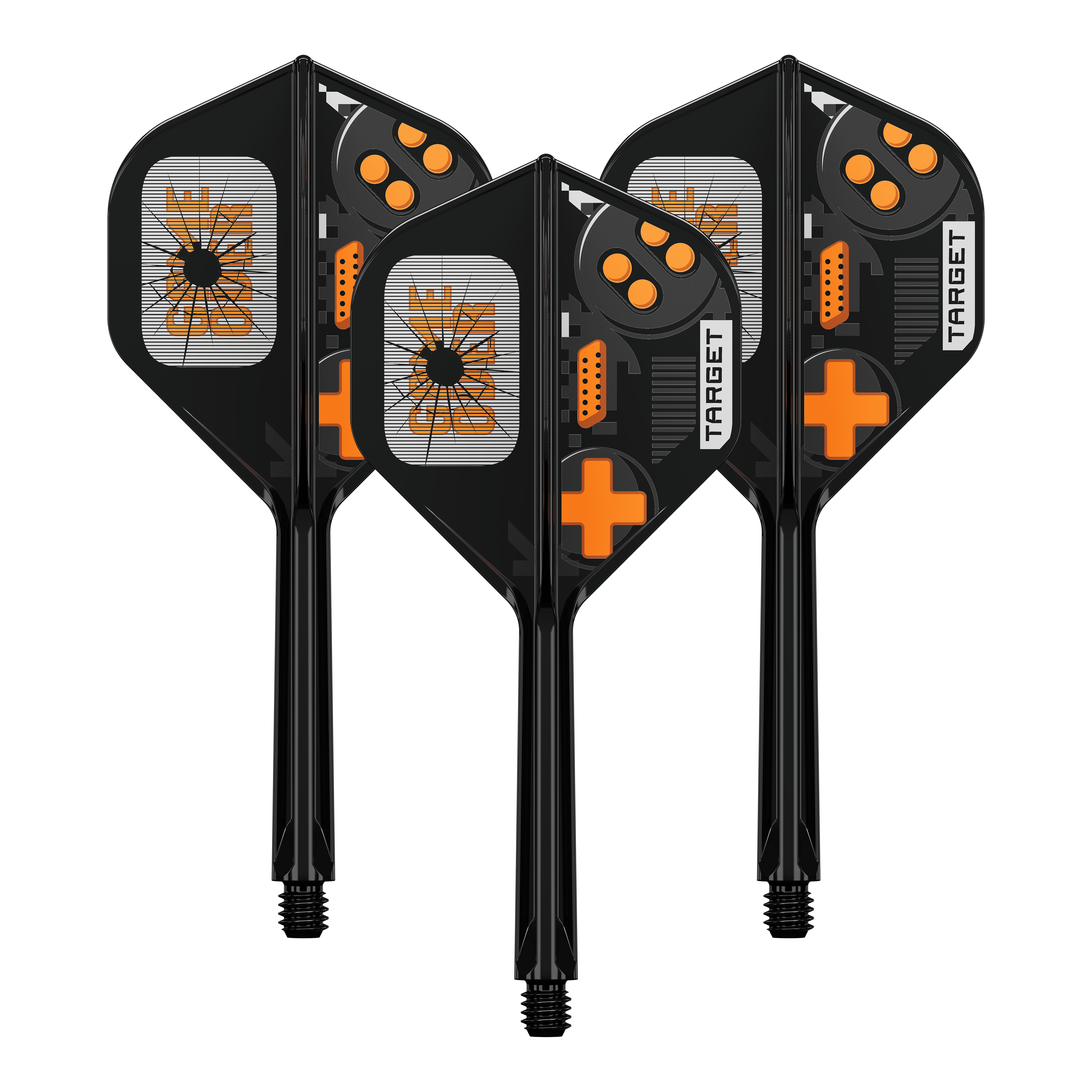 Target K-Flex Game Over No2 standaard flights Das Bild zeigt das Produkt 410581_Target_K-Flex_GameOver_No2_Standard_Flights_33mm_1Set. Es ist wahrscheinlich ein Set von Dart-Flights oder ähnlichem Zubehör.