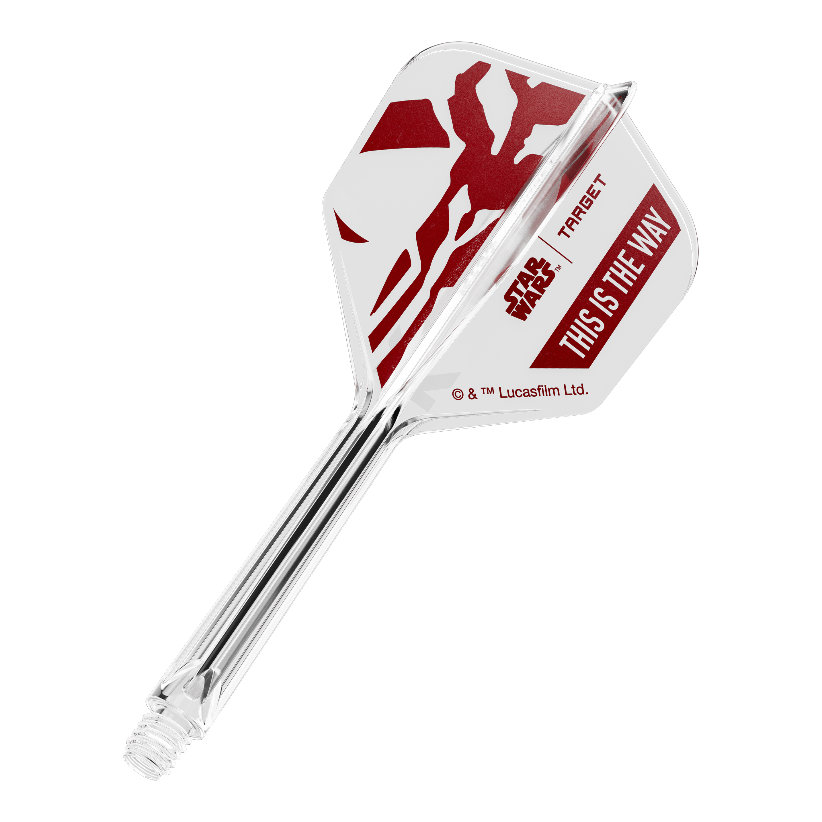 Target Star Wars K-Flex Set Mandalorian nr. 6 Flights Zu sehen ist '410625_Target_StarWars_K-Flex_ThisIsTheWay_No6_Flights_33mm_1b'. Es handelt sich wohl um Dart-Flights mit dem Schriftzug 'This Is The Way'.