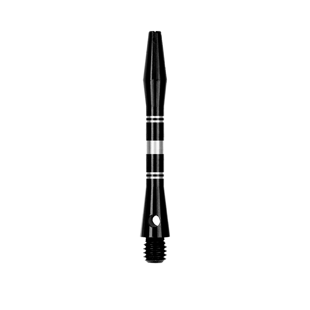 Geringde aluminium assen - Zwart Zilver Das Bild zeigt Aluminium Shafts in Schwarz und Silber. Das Produkt ist in Nahaufnahme abgebildet.