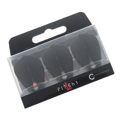 L-Style Champagne L4PRO Kite Flights Das Bild zeigt eine Verpackung mit drei schwarzen Dart-Flights. Die Verpackung ist durchsichtig und trägt die Aufschrift „L-Style Flight“.