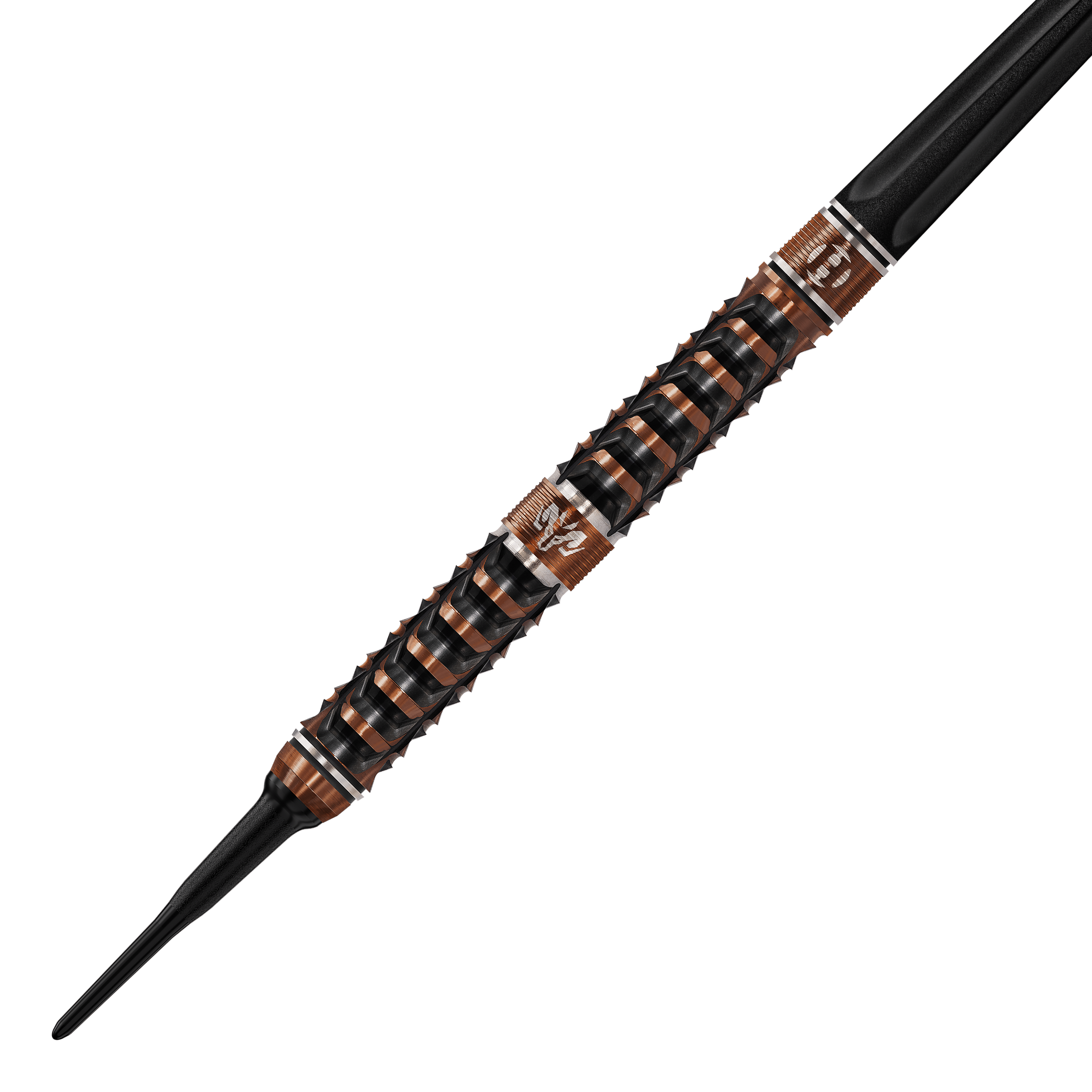 Harrows Tungsten Trinity softdarts Zu sehen sind die Harrows Wolfram Trinity Softdarts. Das Bild stellt die Details und Form der Softdarts dar.