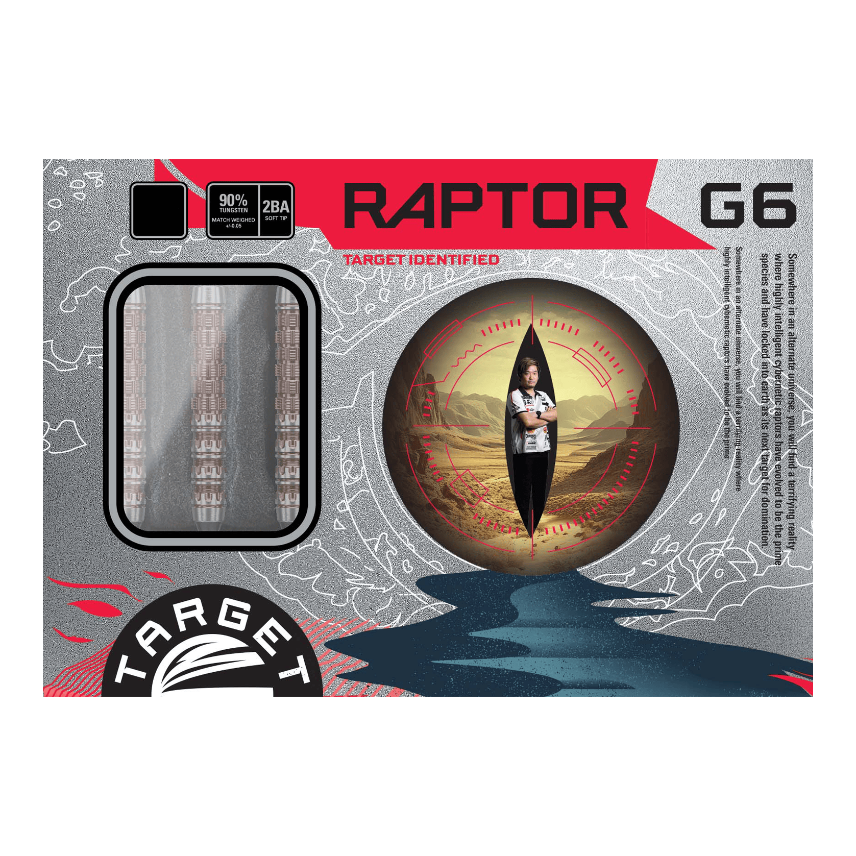 Target Japan Prime Series George Nishitani Raptor GEN6 Soft Darts - 19,5 g Target Japan Prime Series George Nishitani Raptor GEN6 Softdarts mit 21,5g Gewicht sind dargestellt. Diese Darts bieten eine hochwertige Qualität.