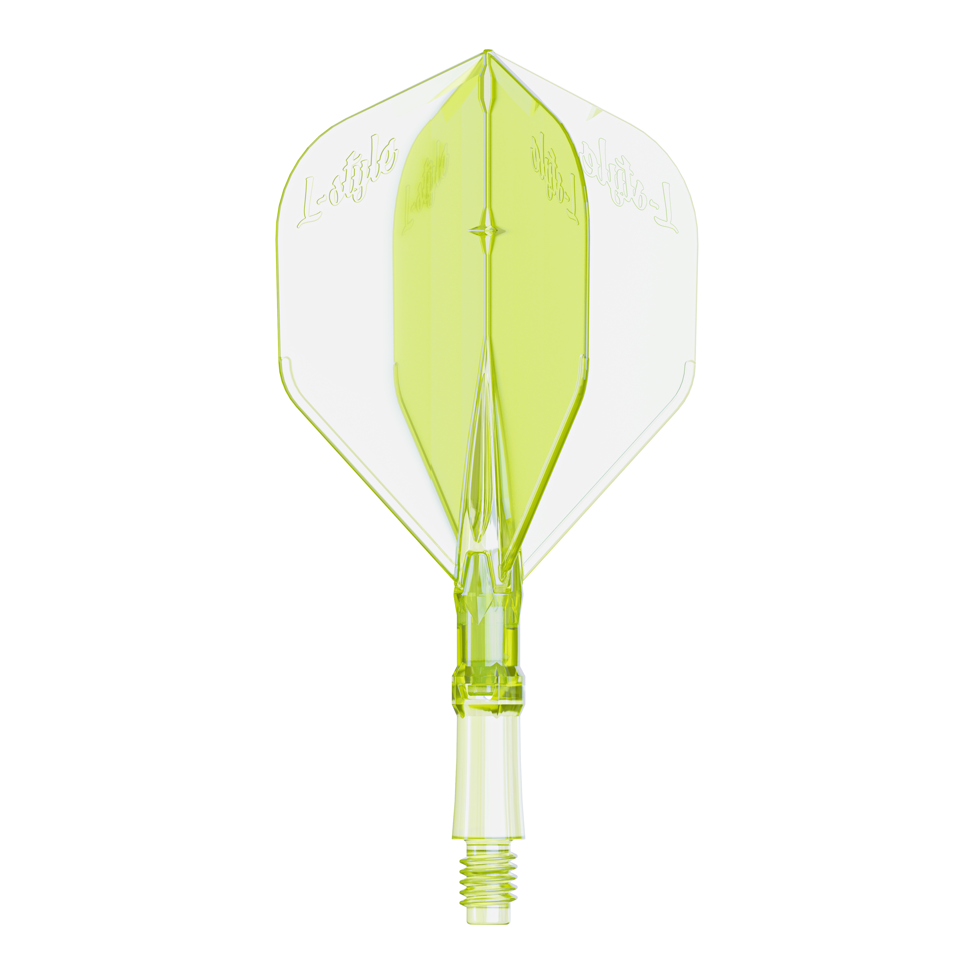 L-Style L-systeem verlichting - Neongeel Kleine Dart-Flights in auffälligem Neongelb, vermutlich für das L-System. Diese Flights bieten eine auffällige Farbalternative für Darts.