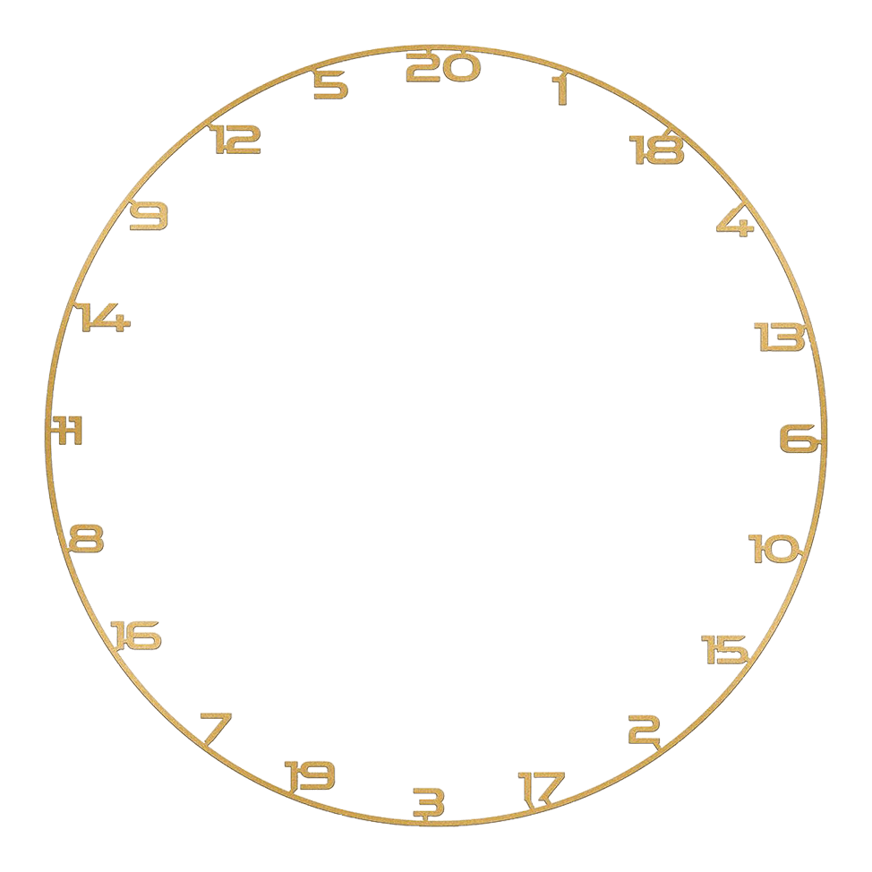 Zu sehen ist ein Dartboard Zahlenring in Gold. Das Produkt heißt 'BT1000160 Bullet Dartboard Zahlenring Gold 1'.
