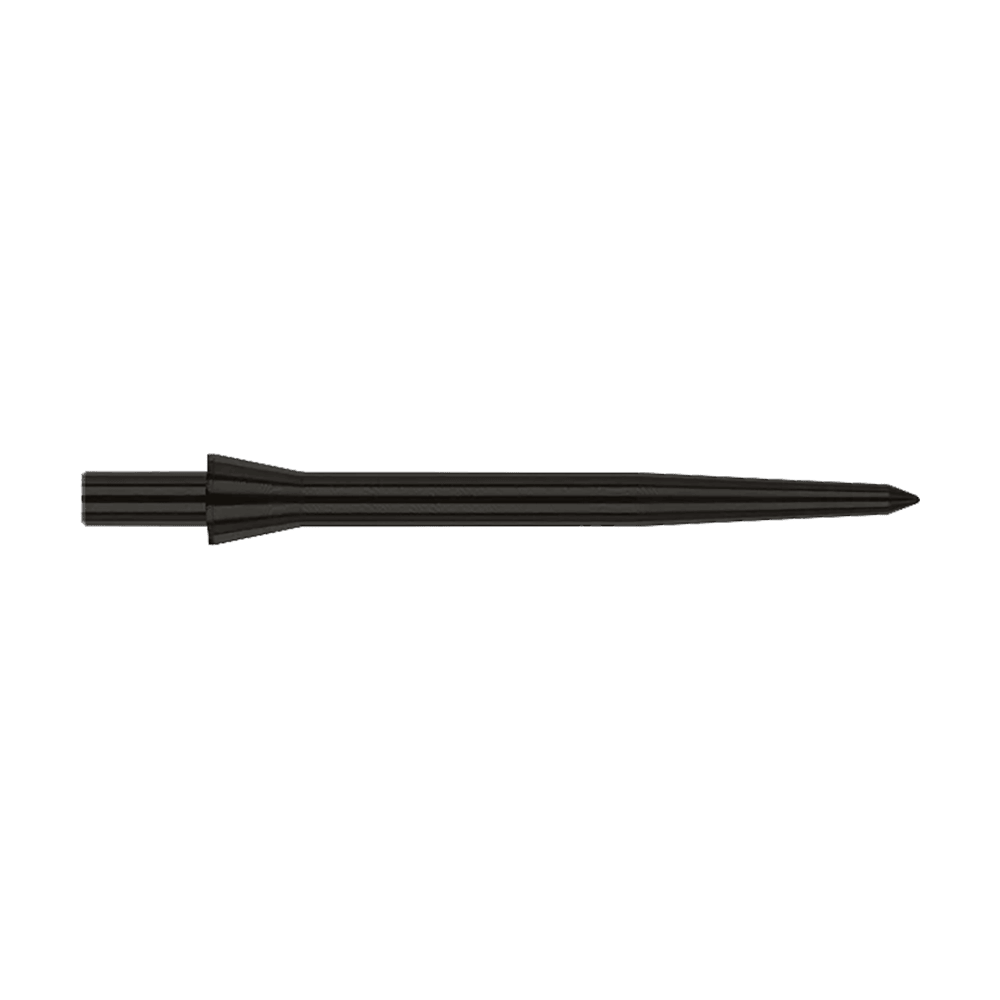 Dies ist eine schwarze Steeldartspitze der Marke Red Dragon, Modell Raptor Plain Black. Sie ist 28 mm lang und hat ein schlichtes, elegantes Design.