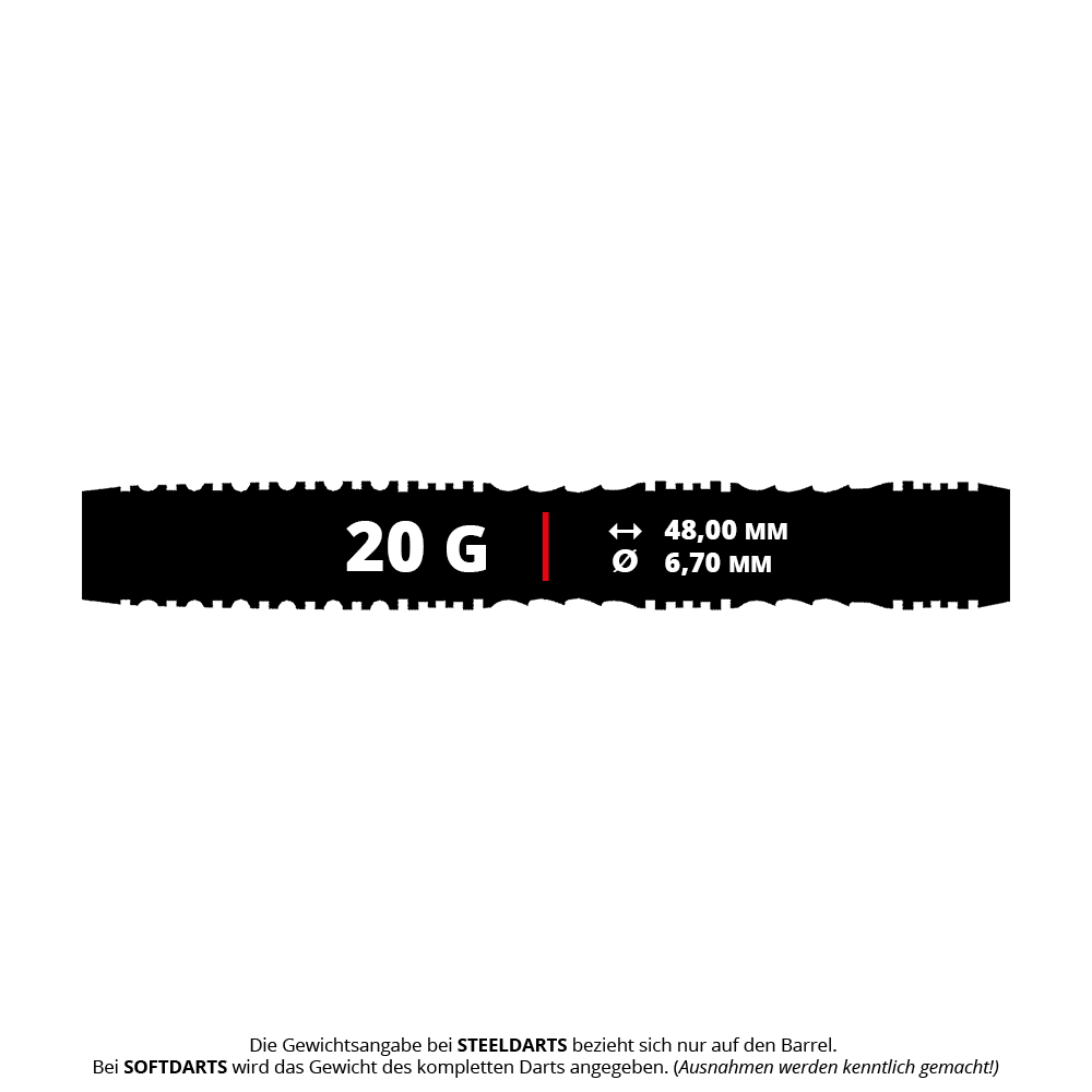 Das Bild zeigt die Shot Alchemy Mythril Softdarts mit einem Gewicht von 20g. Diese Softdarts sind für elektronische Dartboards geeignet.
