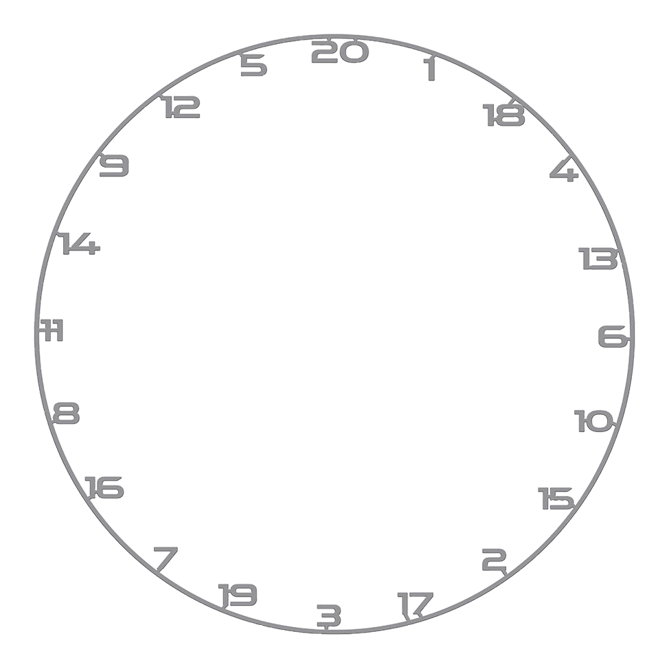 Bullet Dartboard Nummerring Bild mit dem Dateinamen BT1000110_Bullet_Dartboard_Zahlenring_Grau_1. Es ist vermutlich ein grauer Zahlenring für ein Dartboard abgebildet.