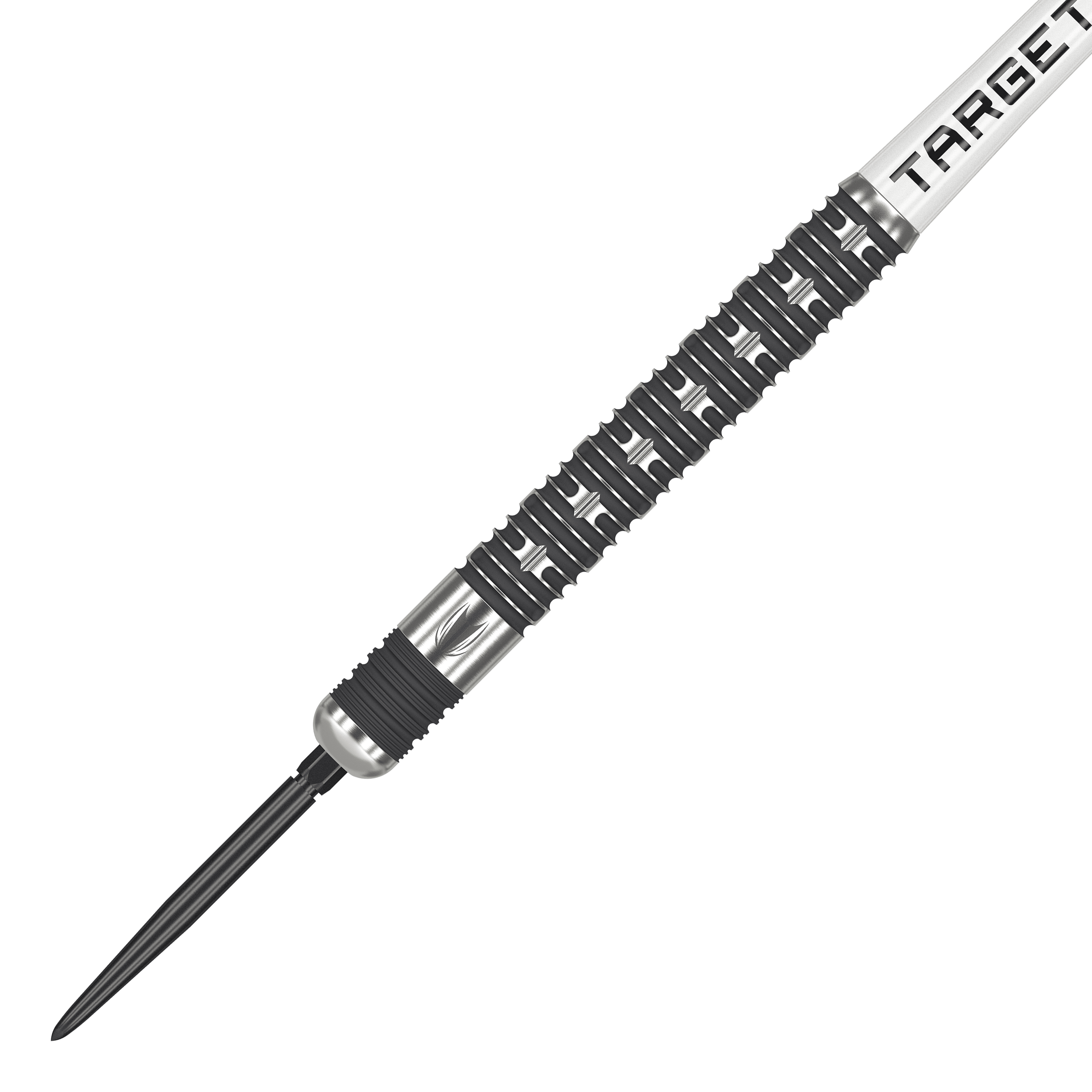 Targetwit Chris Dobey Hollywood Action Swiss Point Steeldarts Das Bild zeigt den Target Chris Dobey Hollywood Action Swiss Point Steeldart. Der Dartpfeil hat ein auffälliges, silber-schwarzes Design mit präzisen Griffmulden.