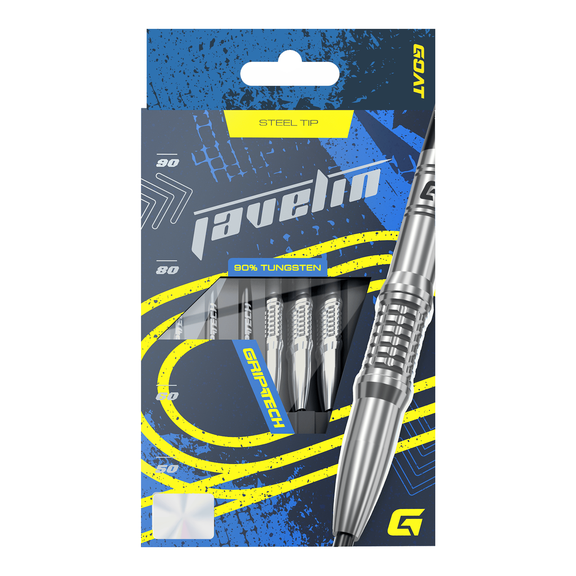 GOAT Javelin stalen dartpijlen Gezeigt wird das GOAT Javelin Tungsten Steeldarts Set. Die Steeldarts sind für hohe Leistung konzipiert.