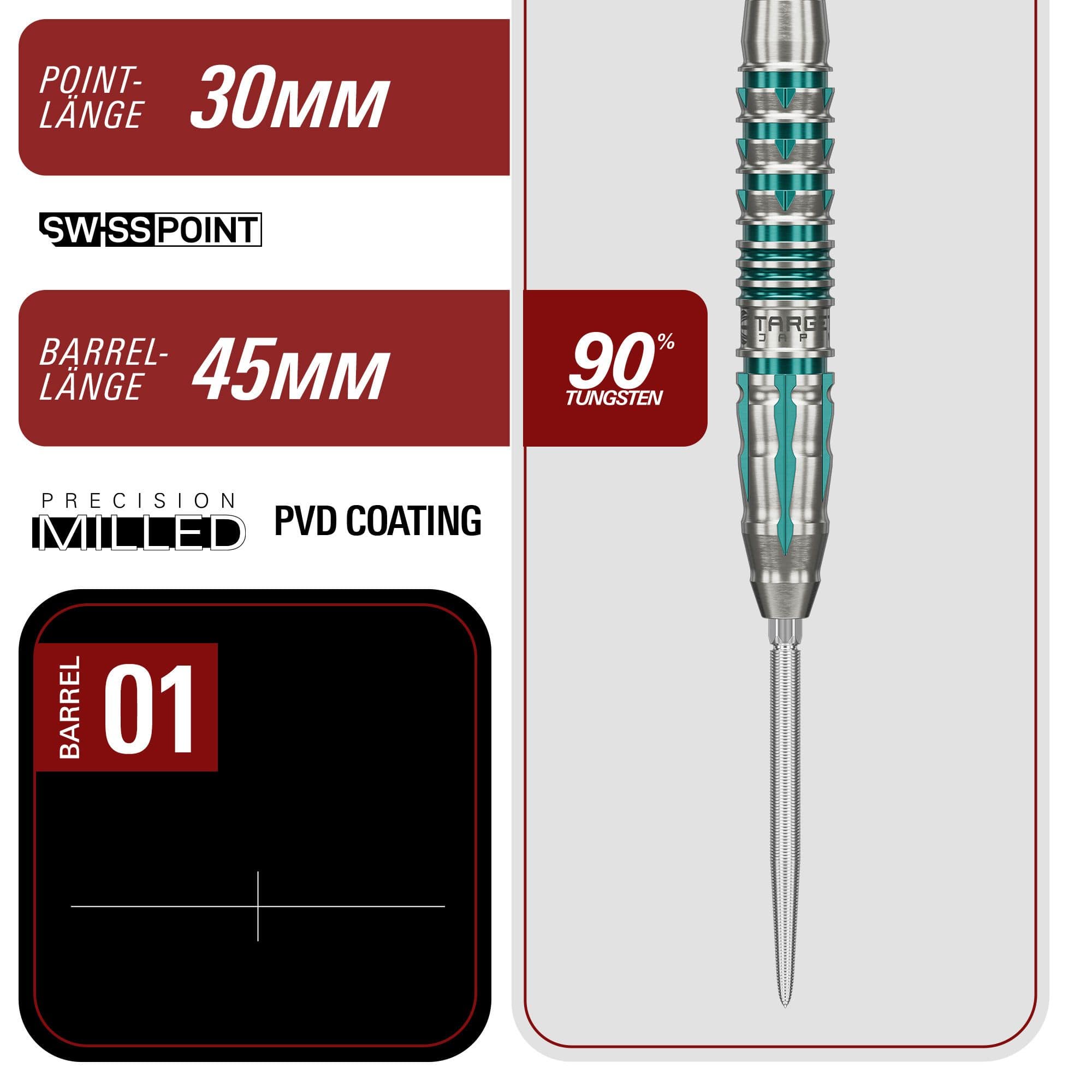 Target Japan Black Marque Pierce Swiss Point stalen dartpijlen Zu sehen sind die Target Japan Black Marque Pierce Swiss Point Steeldarts. Die Darts überzeugen durch ihr modernes Design.