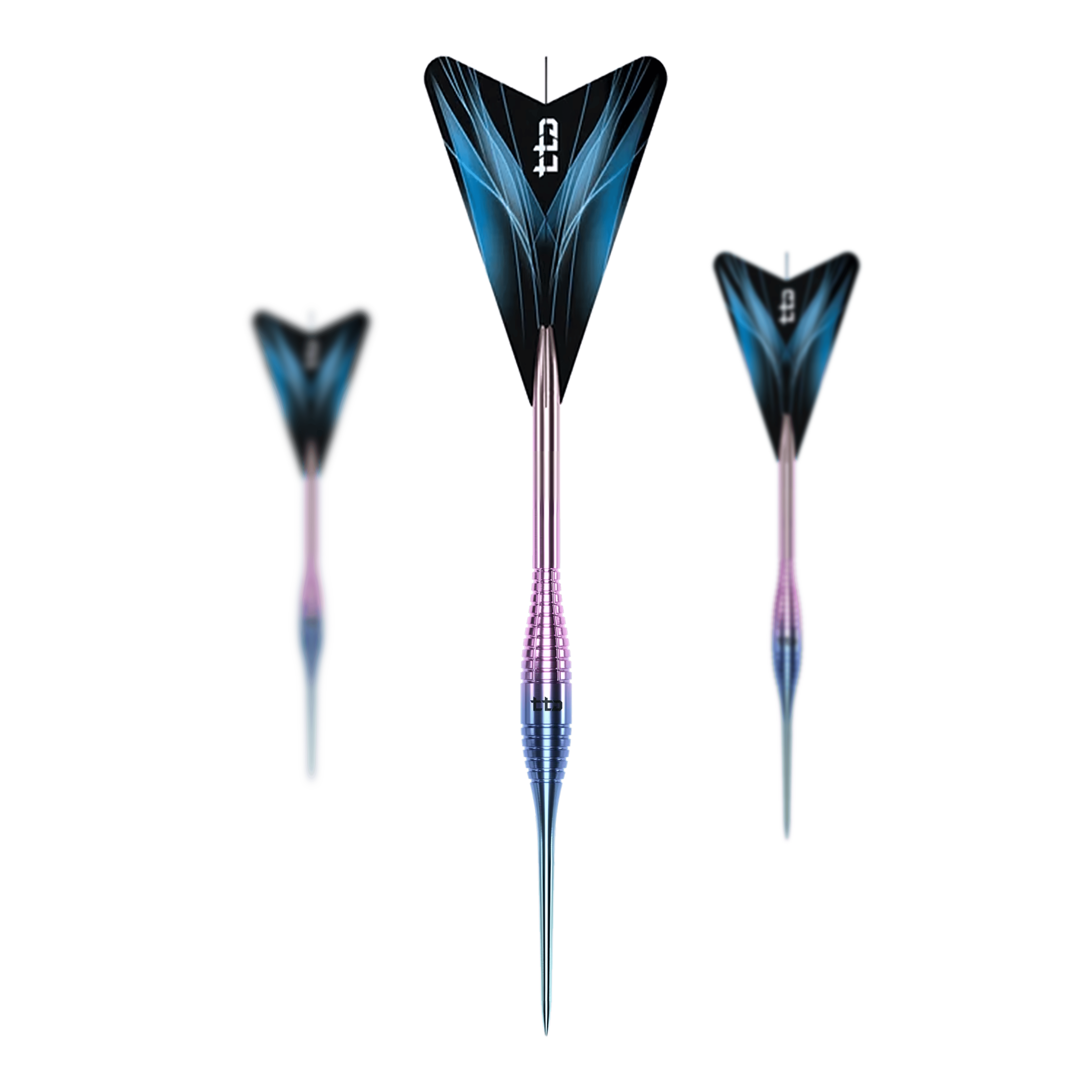Caliburn TTD Complete Titanium T2 Rainbow stalen dartpijlen - 6 g Abgebildet ist ein Set der Caliburn TTD Complete Titanium T2 Rainbow Steeldarts - 6g. Das Set enthält hochwertige Steeldarts in Regenbogenoptik.