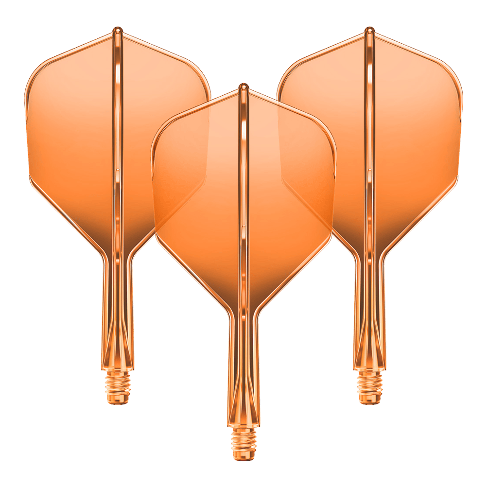 GOAT A1R No6 Flight Shaft System - Neon Oranje Gezeigt wird ein Flight-Shaft-System für Darts in Neonorange mit einer Länge von 19mm. Das Set gehört vermutlich zur GOAT A1R No6 Serie.