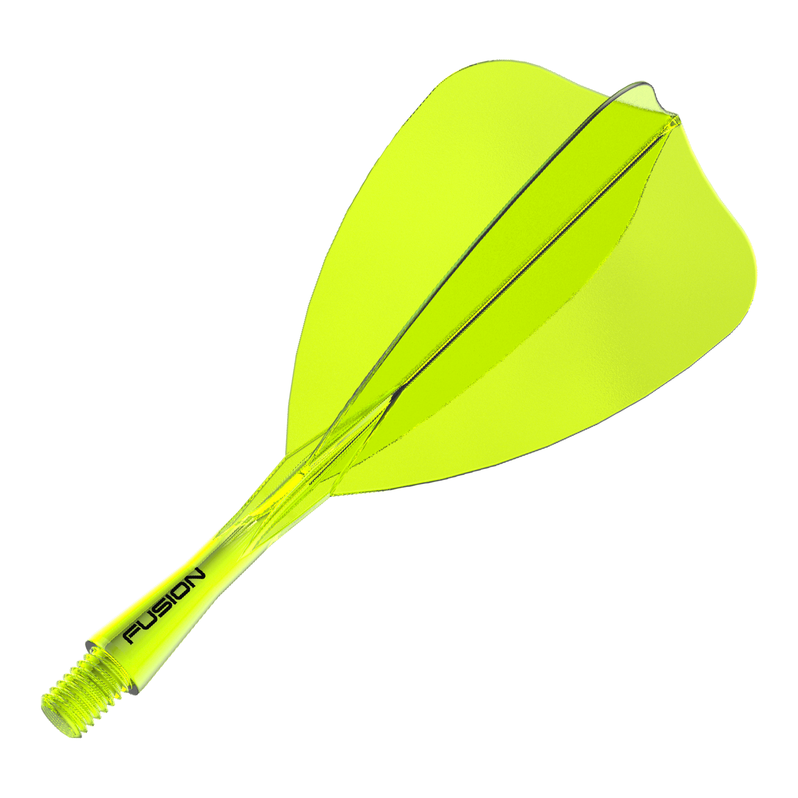 Winmau Fusion Flight Shaft System Arrow Neon Yellow Abgebildet ist ein einzelner neon-gelber Dart-Schaft und -Flight des Winmau Fusion Flight Shaft Systems Arrow 22mm. Dieses Zubehör ist für den Dartsport geeignet.