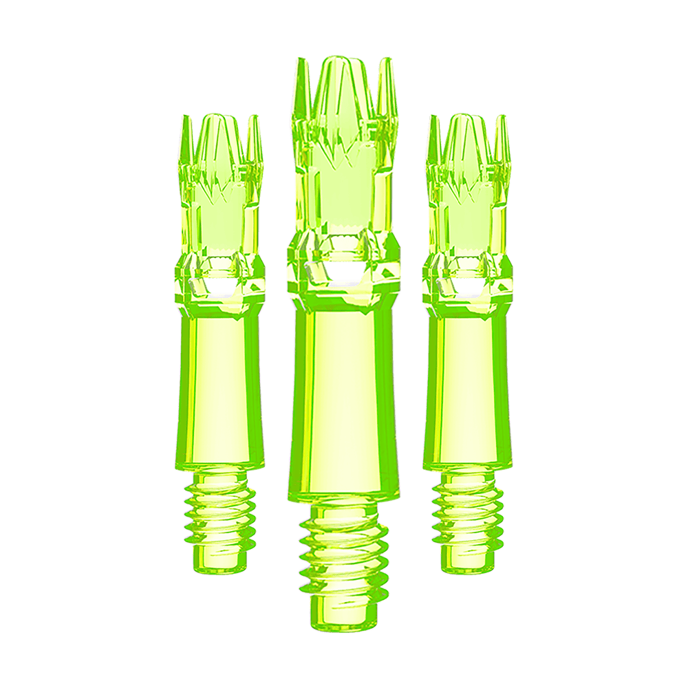 L-Style L-System vervangingsschachten - Neongeel Ein Set aus gelben leuchtenden Ersatzshafts ist zu sehen. Mehrere Shafts werden eng zusammen präsentiert.
