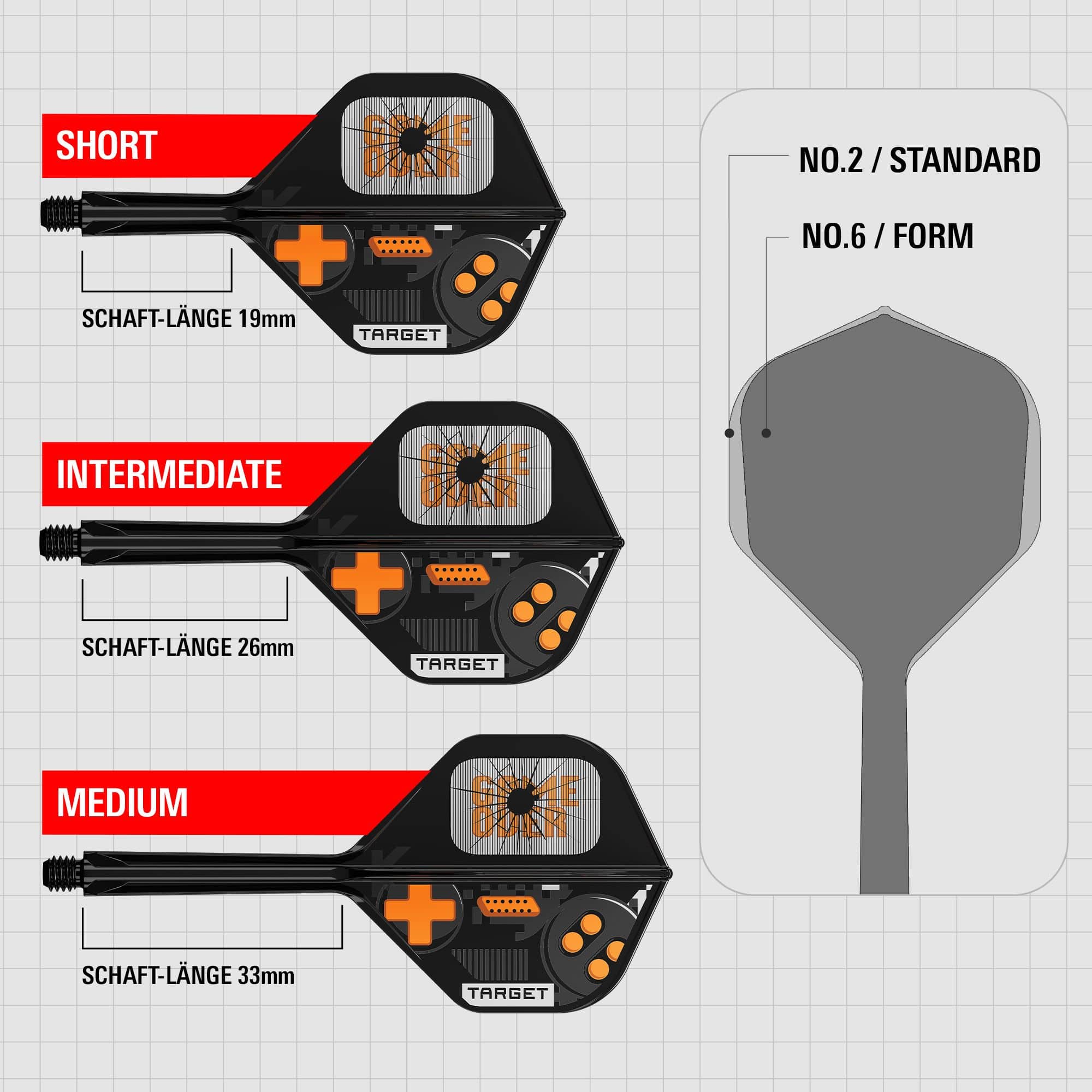 Target K-Flex Game Over No2 standaard flights Abgebildet sind die Target K-Flex Game Over No2 Standard Flights. Diese Flights eignen sich für Dartspieler.