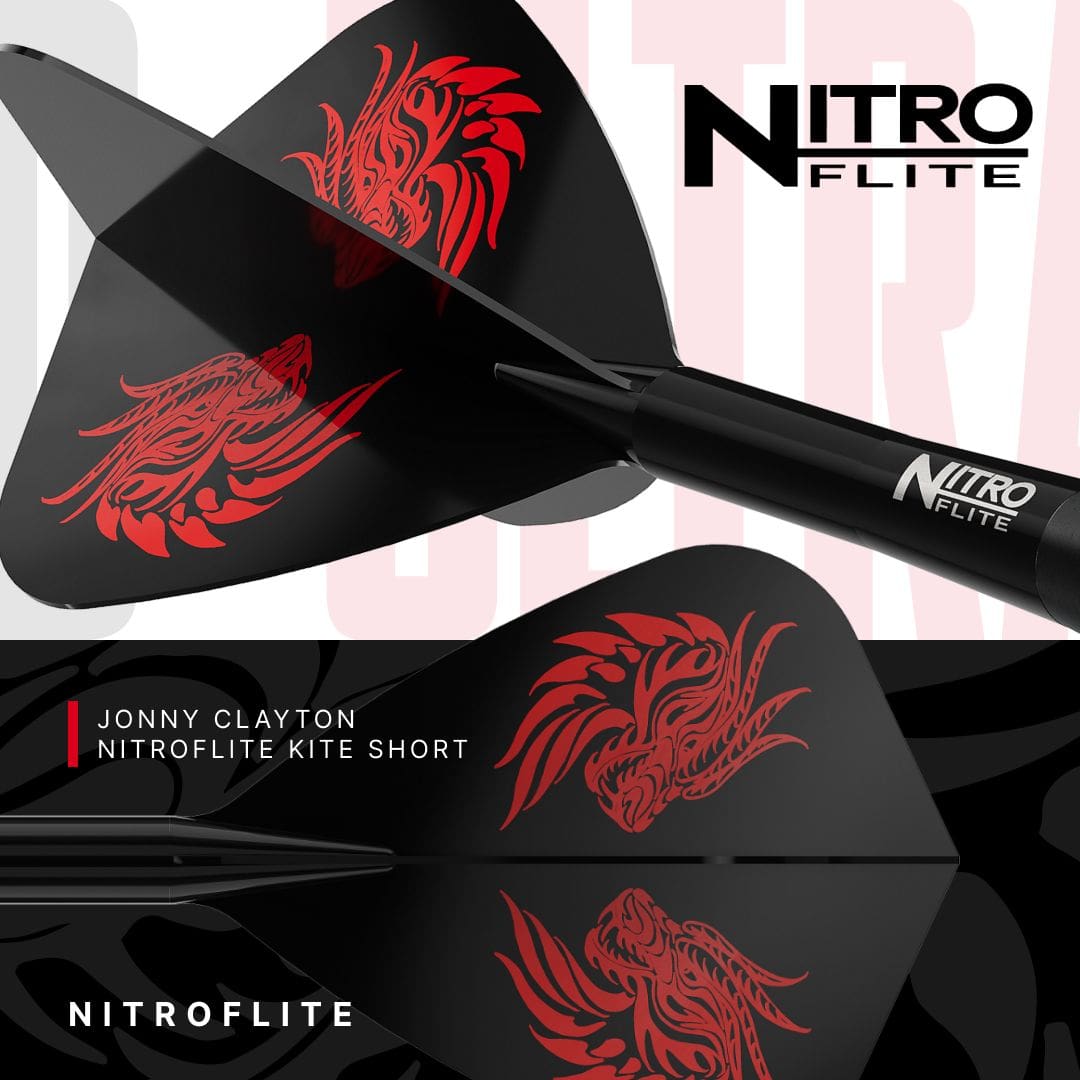Red Dragon Jonny Clayton RD-ULTRA Switch Point stalen dartpijlen - 22 g Auf dem Bild sind die Red Dragon Jonny Clayton RD-ULTRA Switch Point Steeldarts mit 22 Gramm zu sehen. Die Darts werden aus einer anderen Perspektive dargestellt.