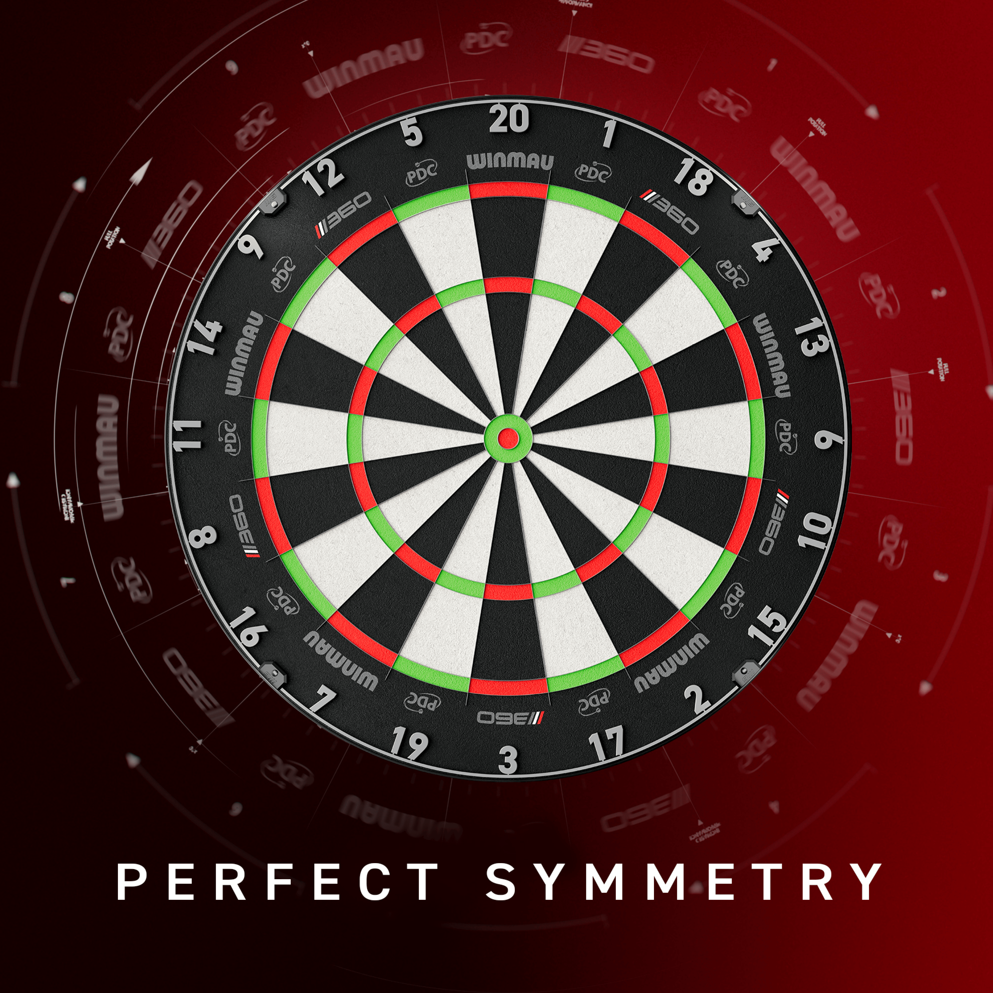 Winmau Blade 6 Triple Core 360 stalen dartbord Zu sehen ist wahrscheinlich ein Winmau Blade 360 Steeldartboard mit einer alternativen Ansicht. Das Bild dient zur Produktansicht im Shop.